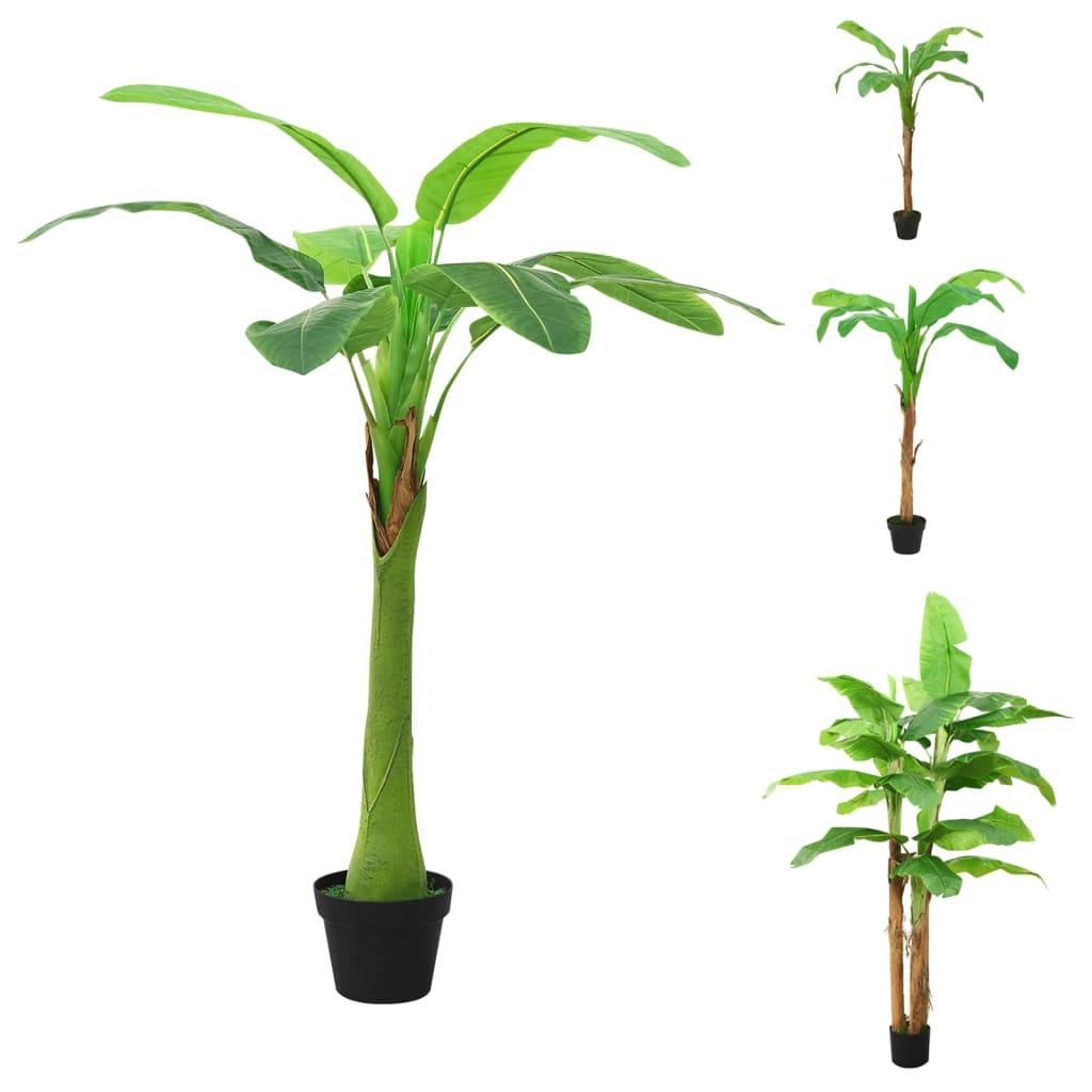 vidaXL Artificial Tree Decorative Banana Tree Fake Tree with Pot 118.1" Green - PRHOMZ
