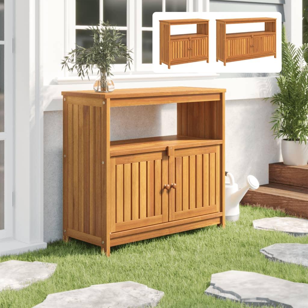 vidaXL Patio Console Table with Storage Outdoor Furniture Solid Wood Acacia - PRHOMZ