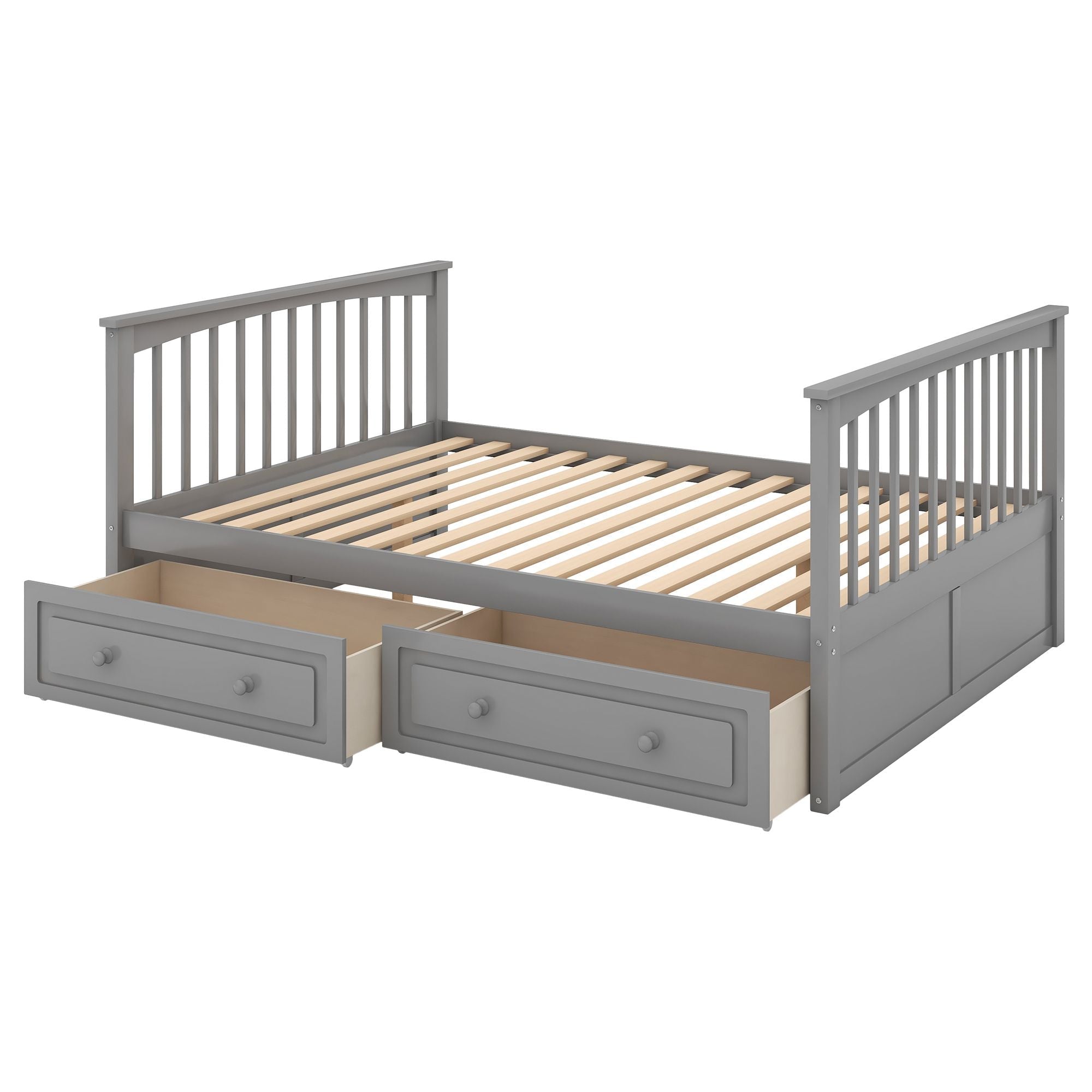Versatile Full Over Full Wood Bunk Bed with Storage Drawers, Convertible Design, Gray | Just Better Bunk Beds