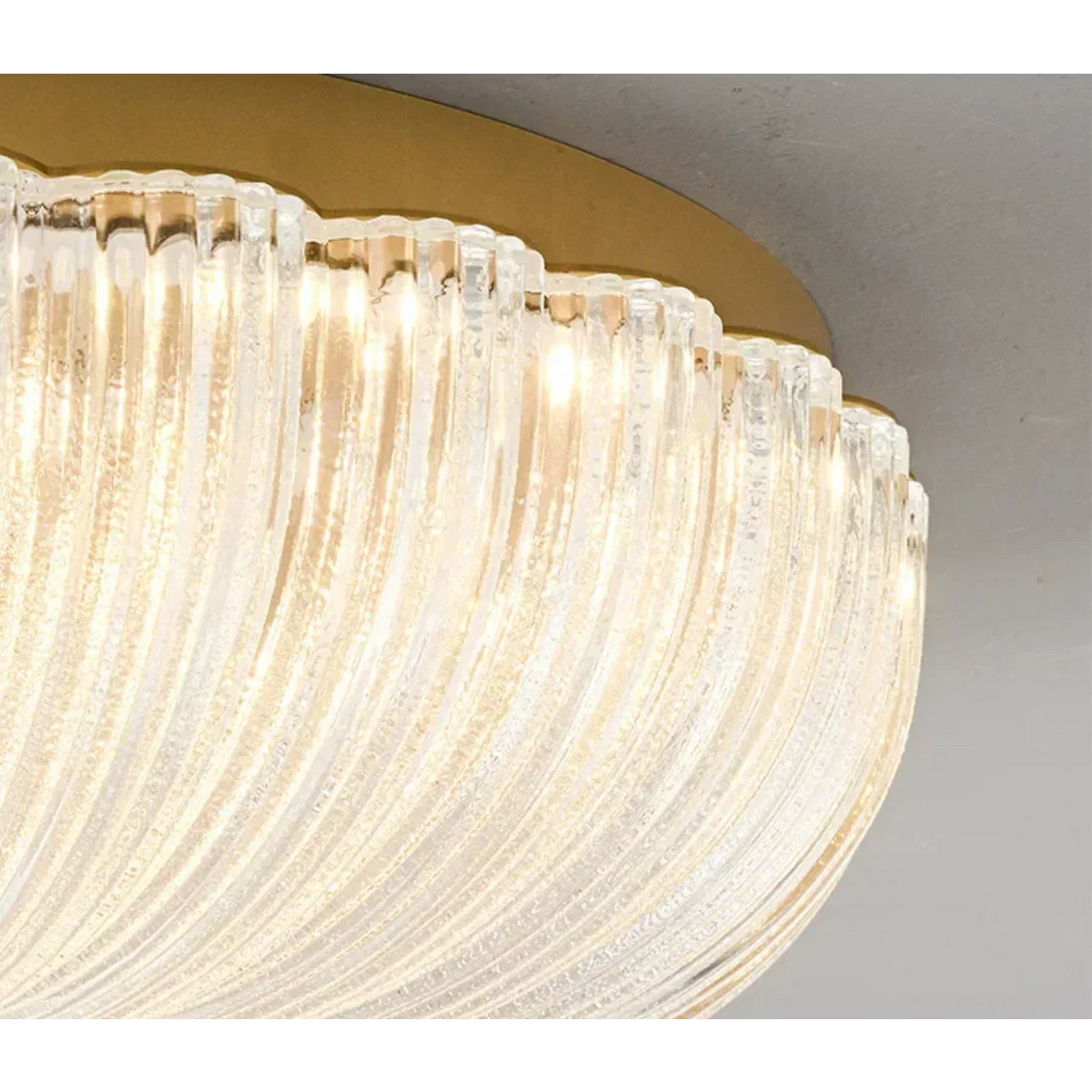Bloom Series | Vintage Flower Glass Flush Mount with Copper Accent for Low Ceilings