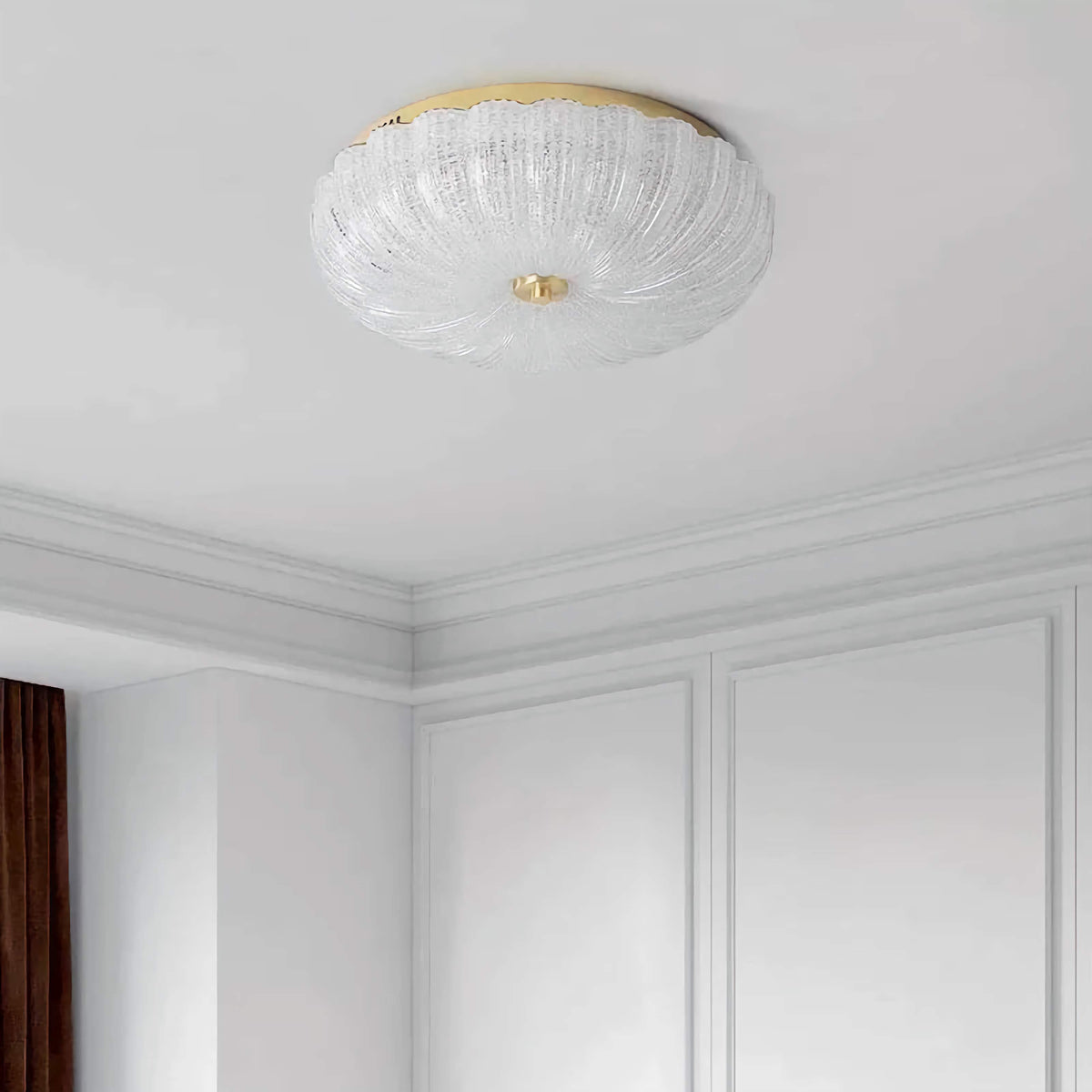 Bloom Series | Vintage Flower Glass Flush Mount with Copper Accent for Low Ceilings