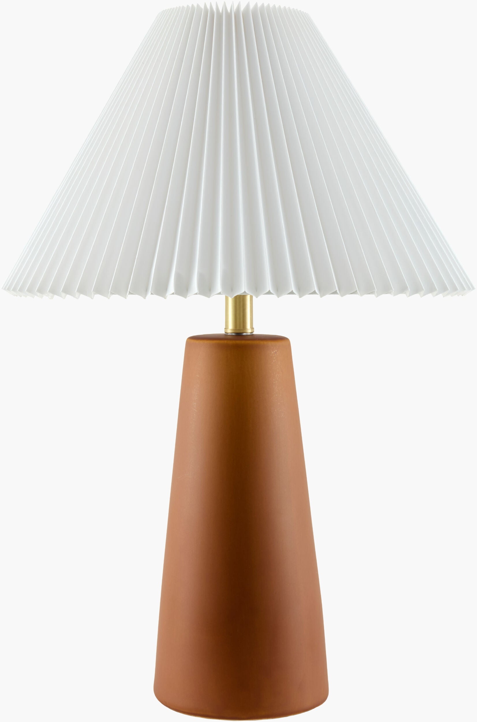 Terracotta Cone Table Lamp with Pleated Shade-0