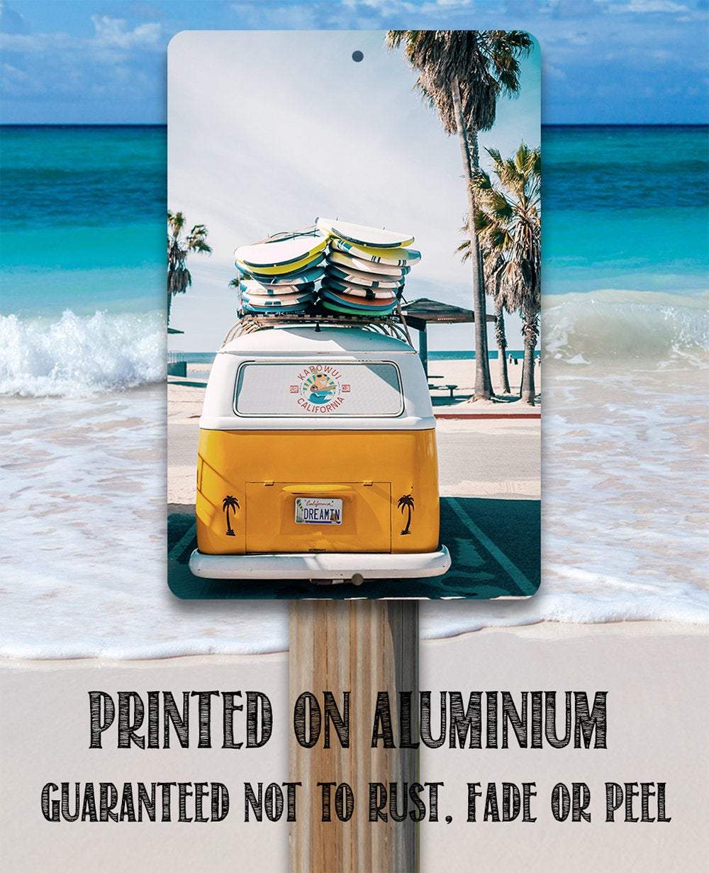 Volkswagen California Dreamin Surf Van - Metal Sign