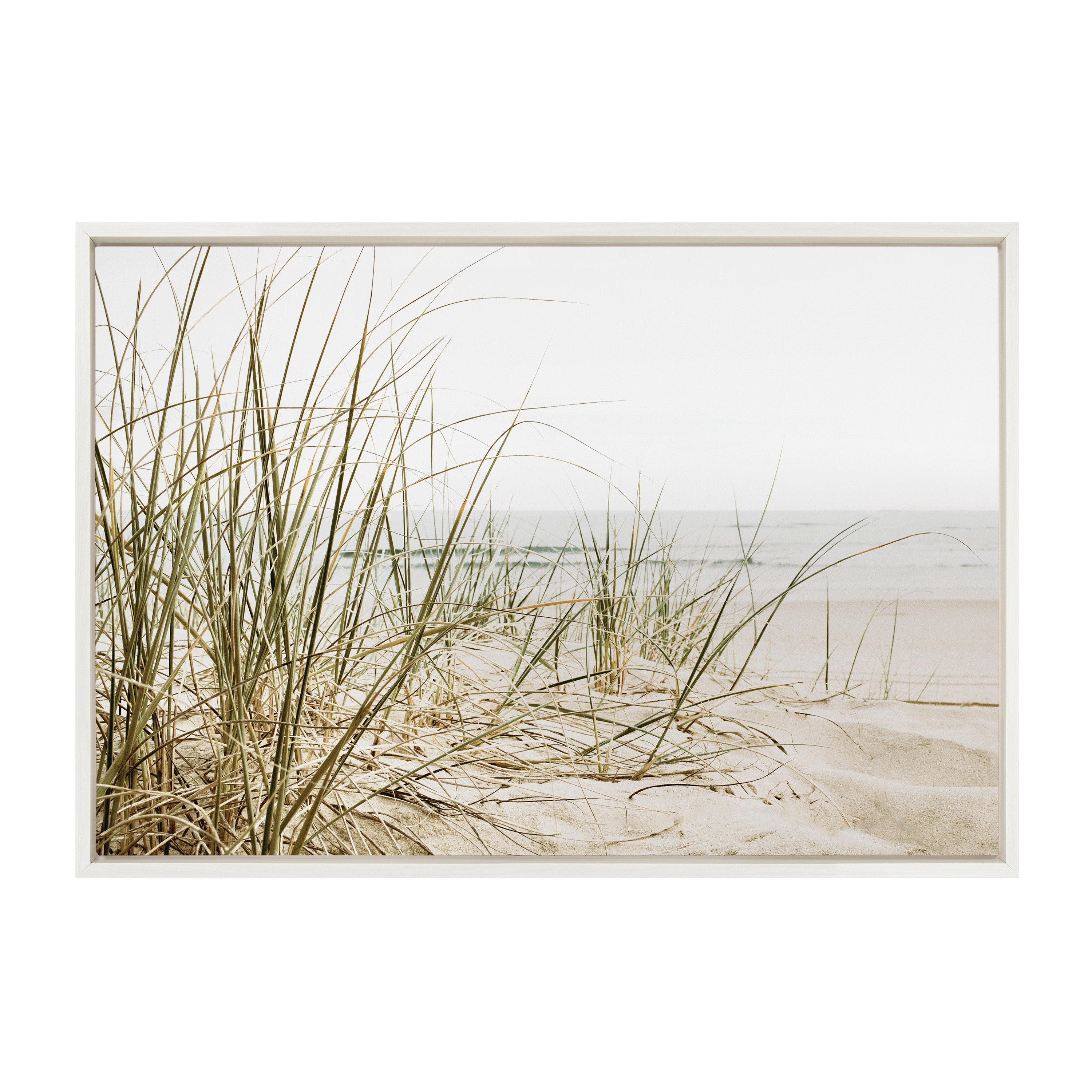 Sylvie Calming Beach Grass Framed Canvas by The Creative Bunch Studio