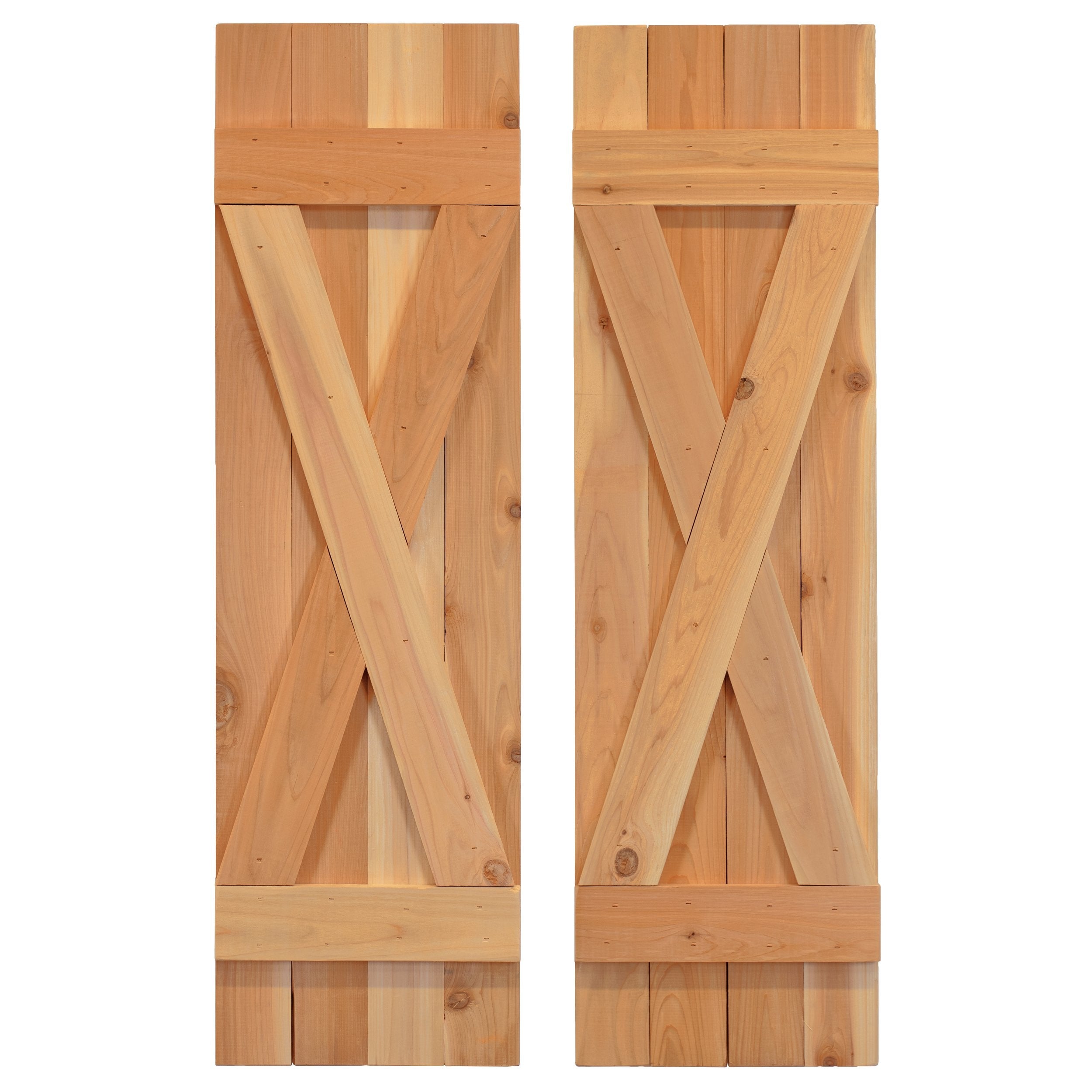 X-Bar Exterior Wood Shutters - Cedar - Set of 2