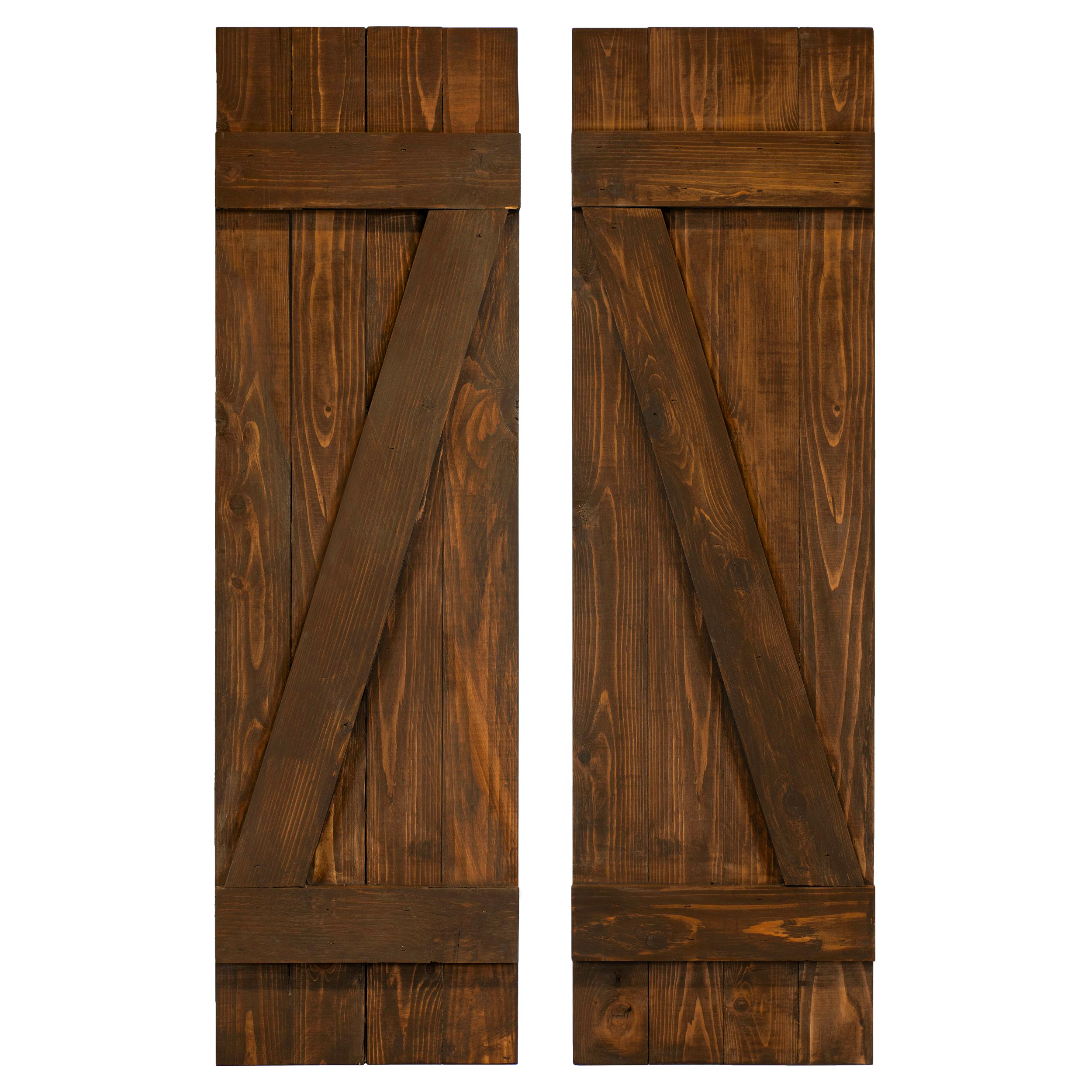 Z-Bar Exterior Wood Shutters - Cedar - Set of 2