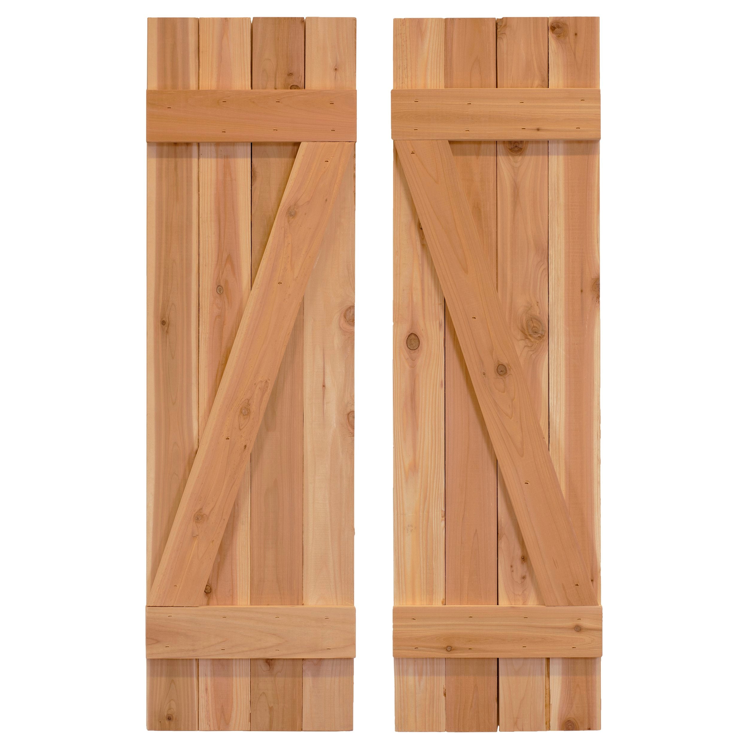 Z-Bar Exterior Wood Shutters - Cedar - Set of 2