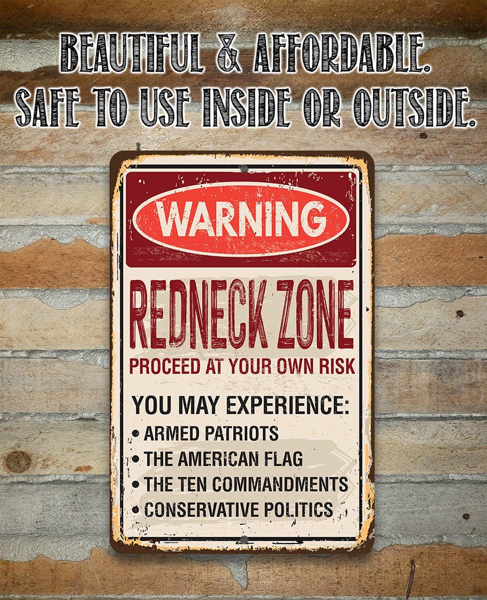 Warning Redneck Area - Metal Sign