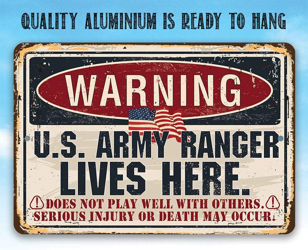 Warning US Army Ranger - Metal Sign