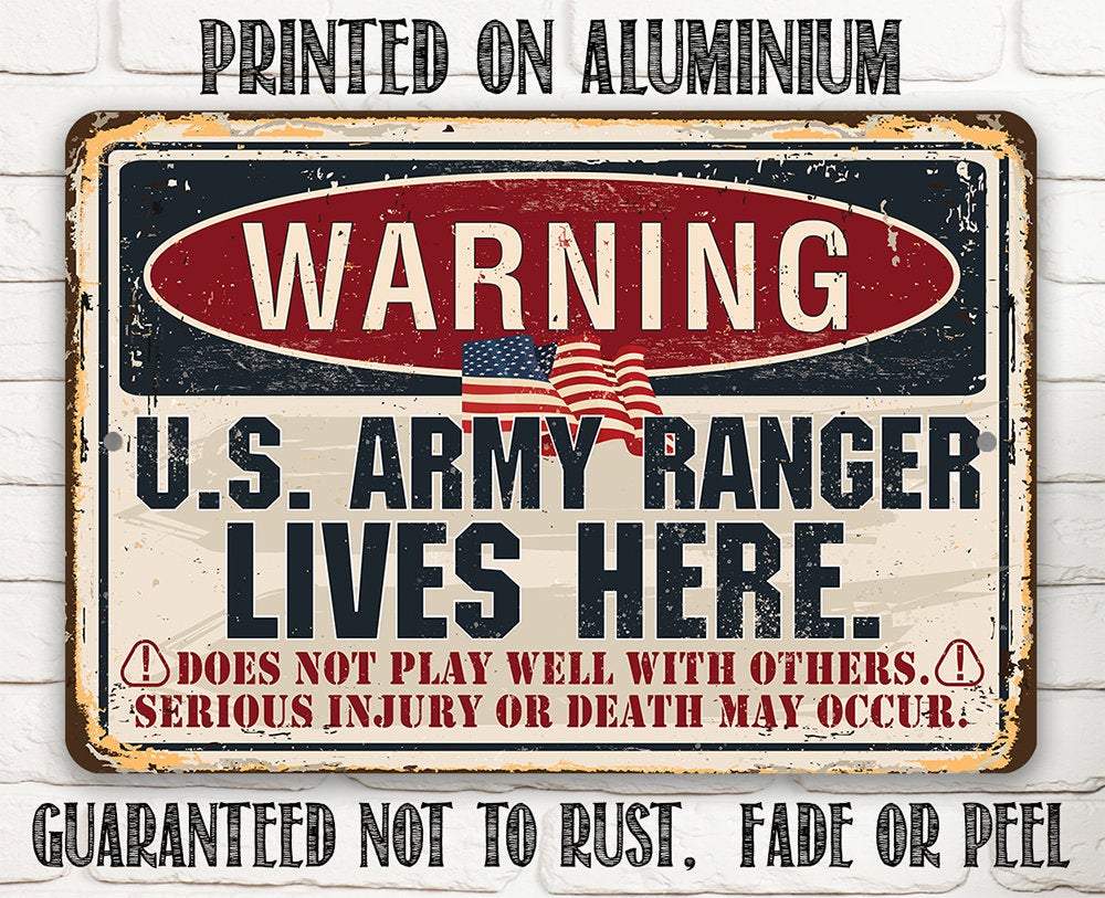 Warning US Army Ranger - Metal Sign