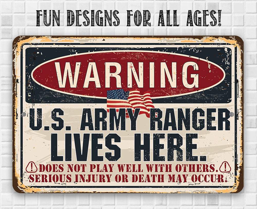 Warning US Army Ranger - Metal Sign