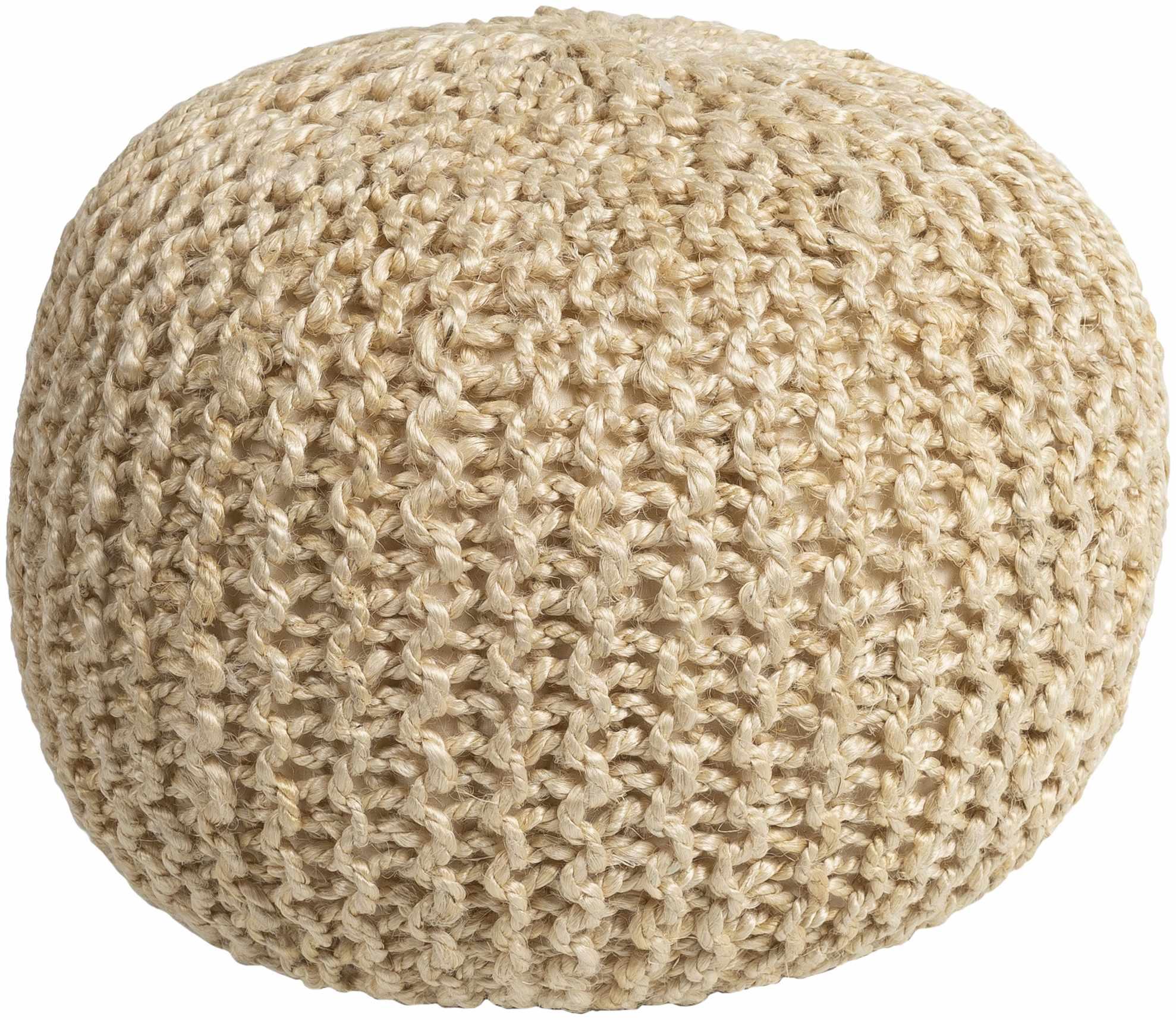 Watseka Jute Knitted Pouf - PRHOMZ