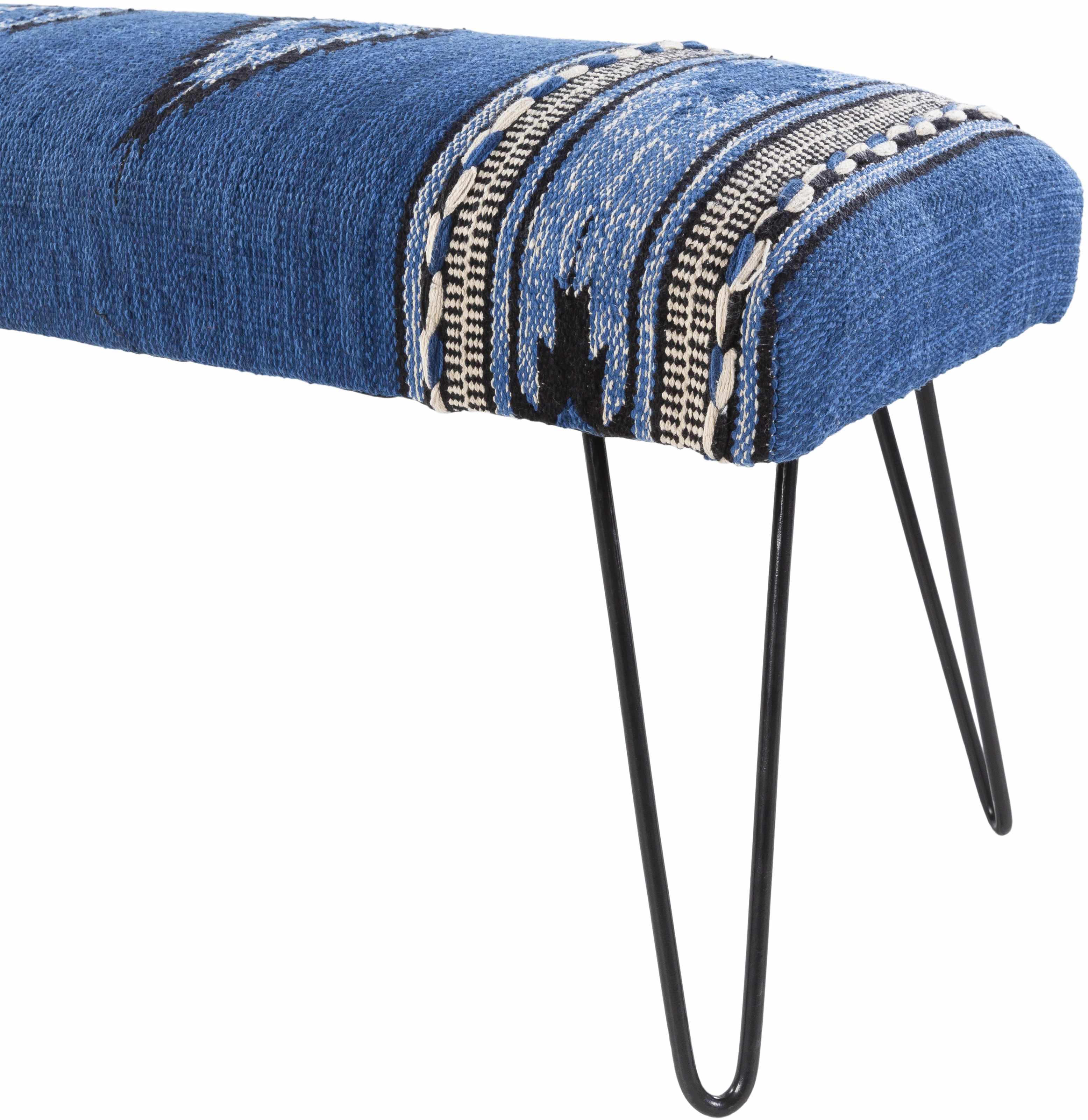 Wesselsbron Navy Striped Upholstered Bench-1