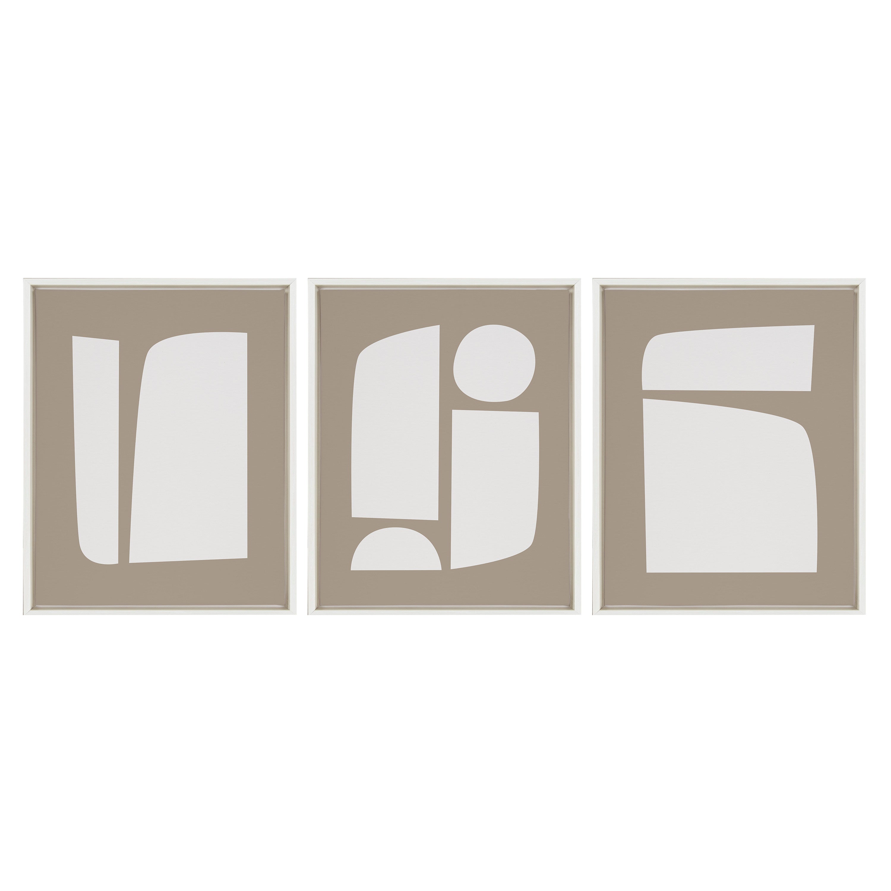 Sylvie Neutral Abstract Aztec Shapes Framed Canvas Art Set by The Creative Bunch Studio