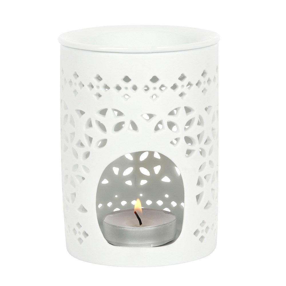 WHITE MATTE CUT OUT OIL / WAX MELT TEALIGHT BURNER - PRHOMZ