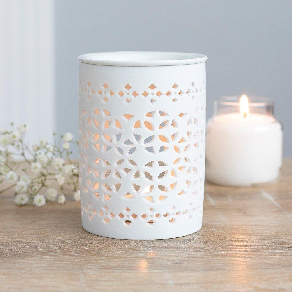 WHITE MATTE CUT OUT OIL / WAX MELT TEALIGHT BURNER - PRHOMZ
