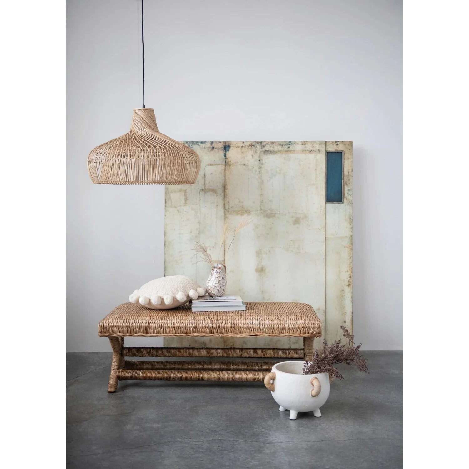 Wren Terracotta Planter with Rattan Handles