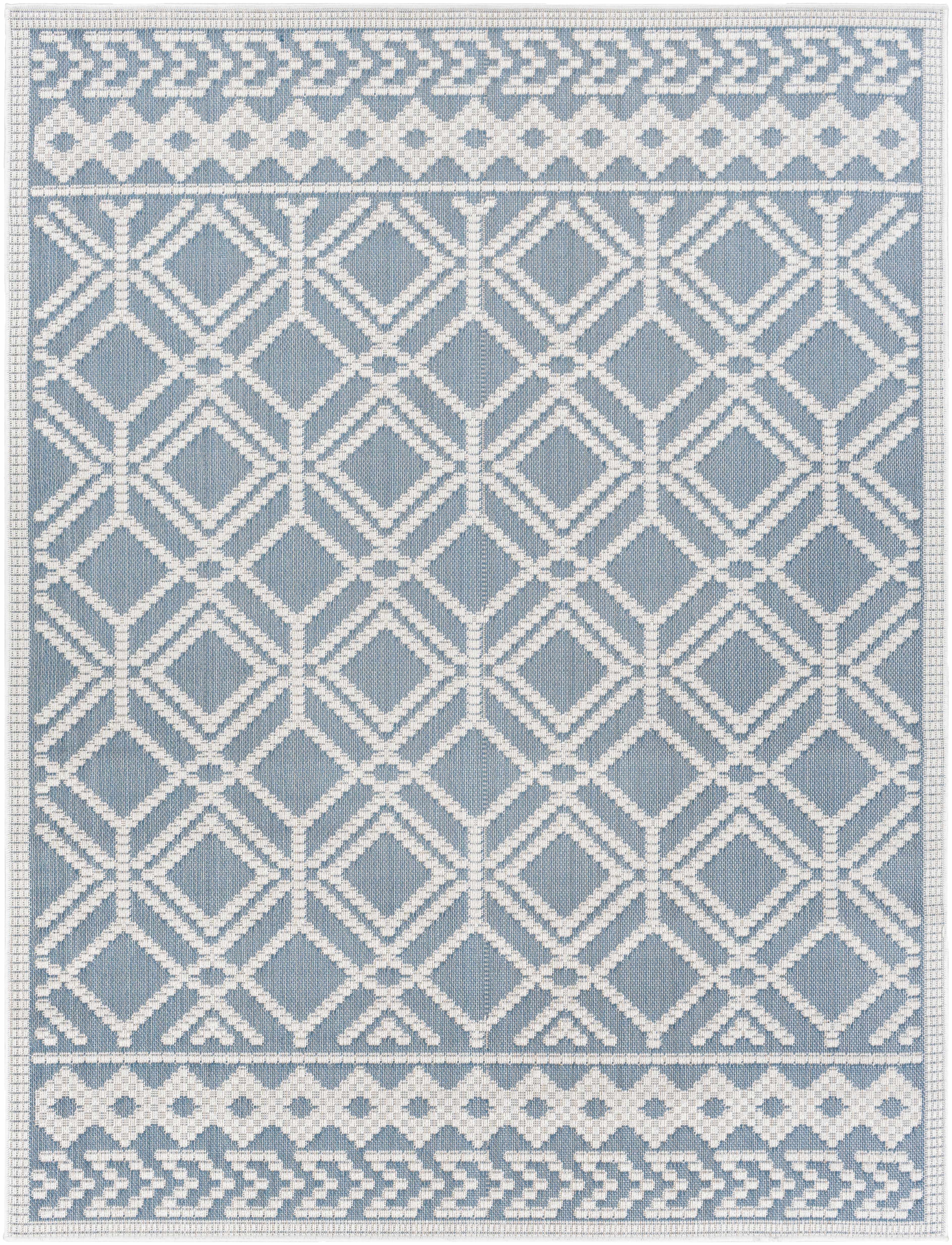 Wingina 8x10 Ice Blue Trellis Rug - Clearance - PRHOMZ