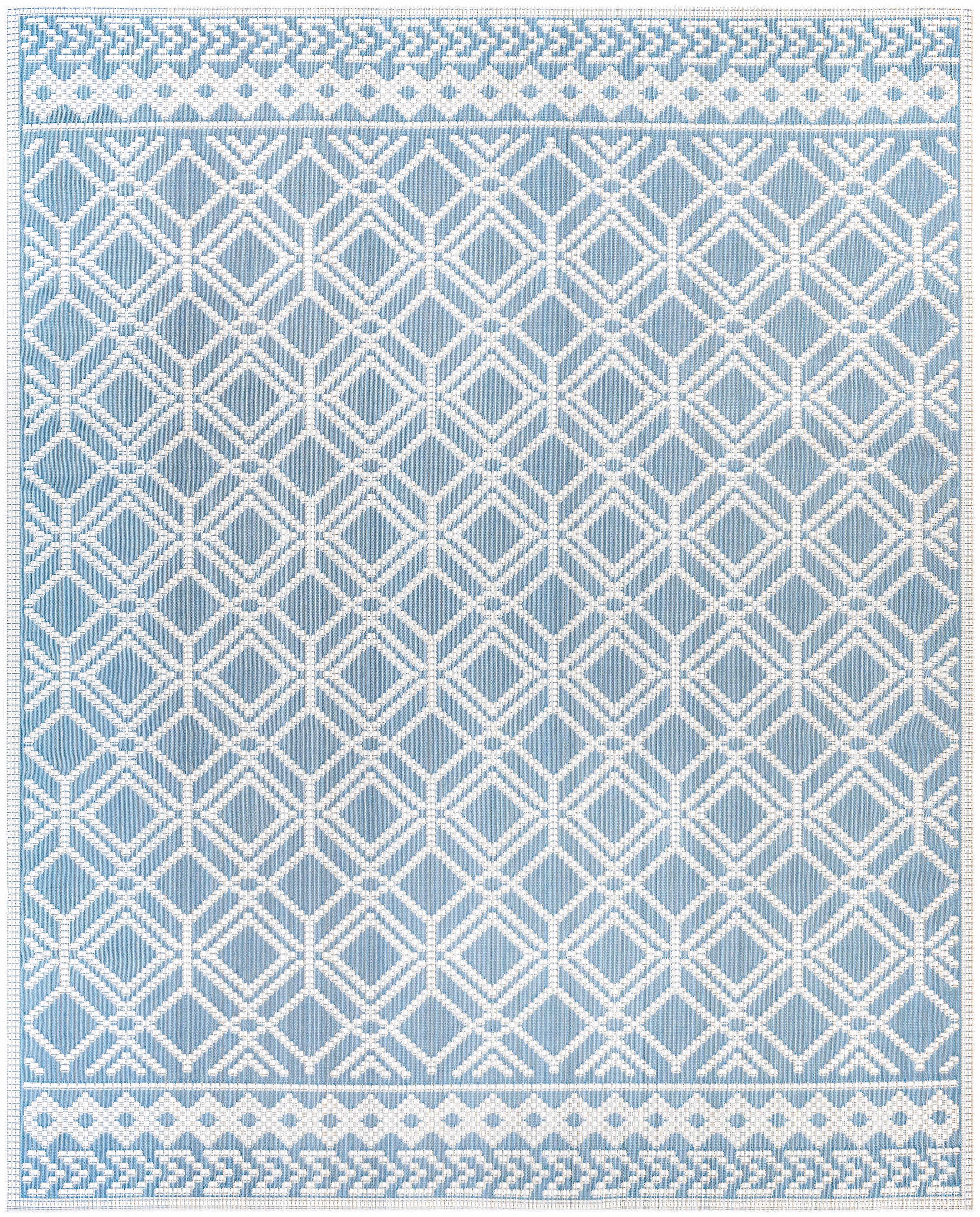 Wingina 8x10 Ice Blue Trellis Rug - Clearance - PRHOMZ