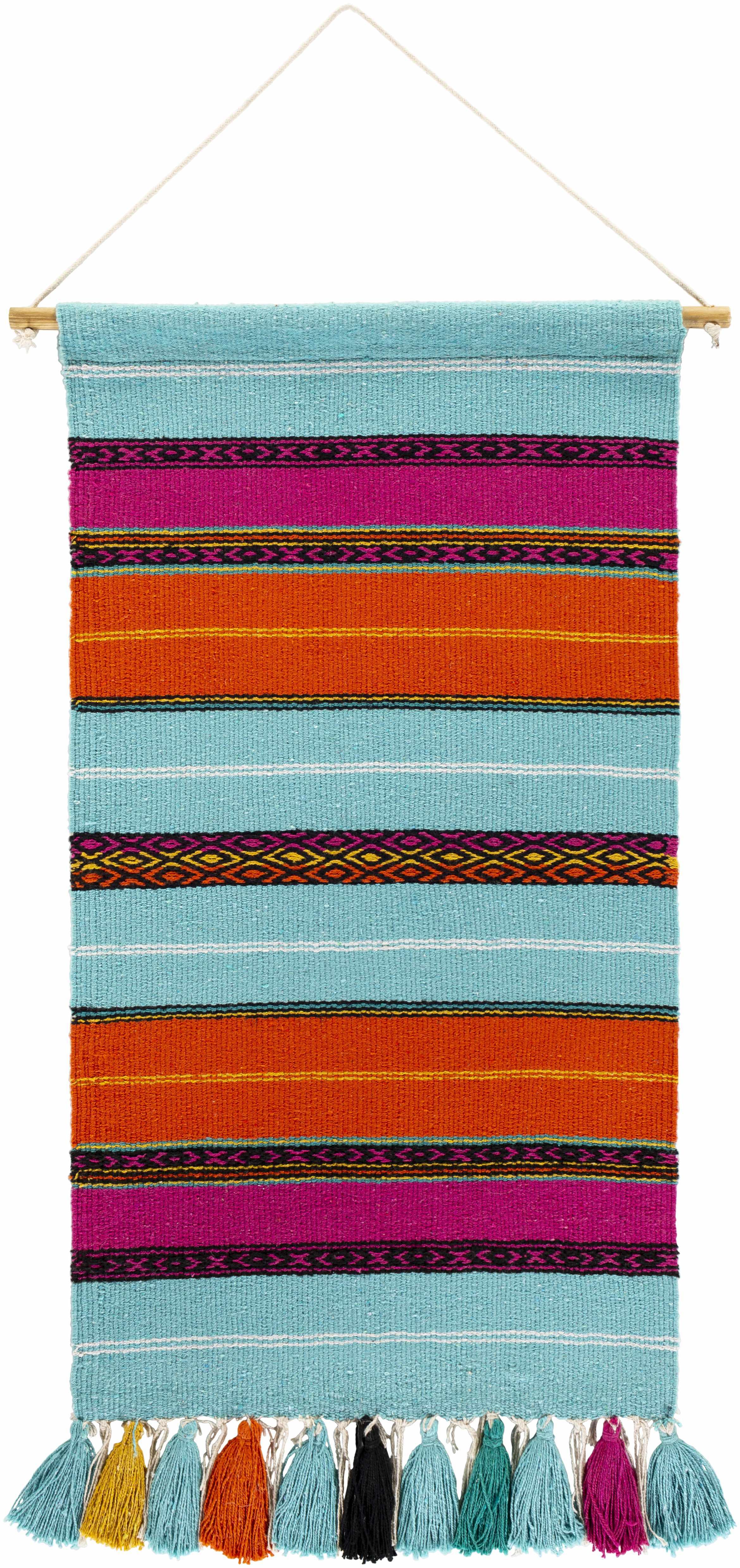 Wiri Multicolor Striped Tassel Wall Hanging - PRHOMZ