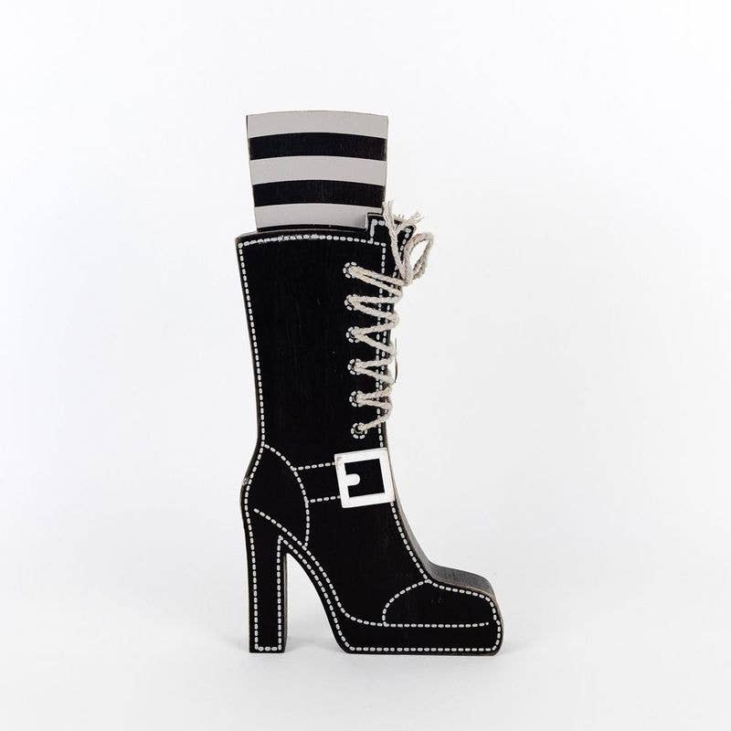 Wooden Witch Boot Halloween Decor | Freestanding