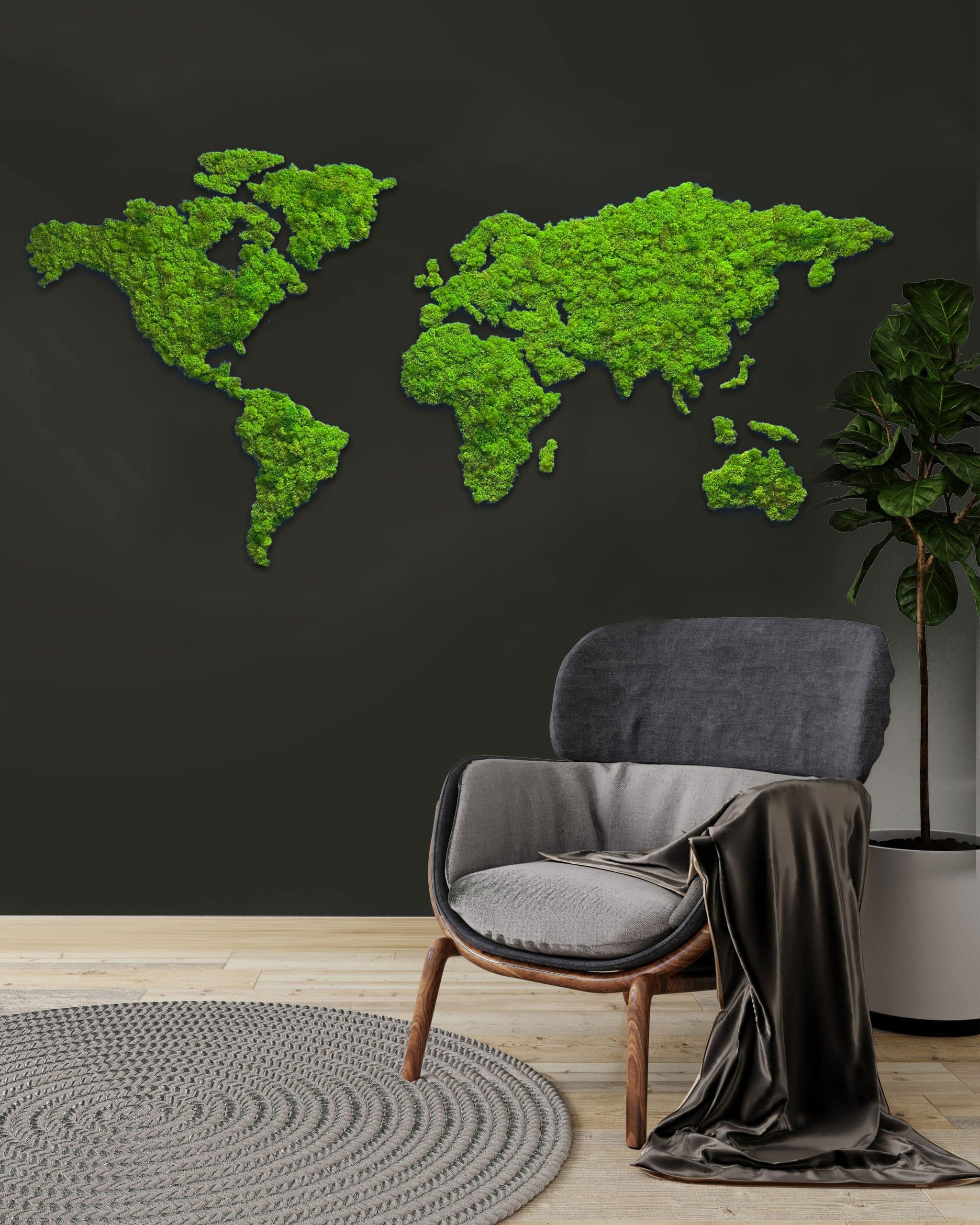 World map of moss cladonia, green map - PRHOMZ