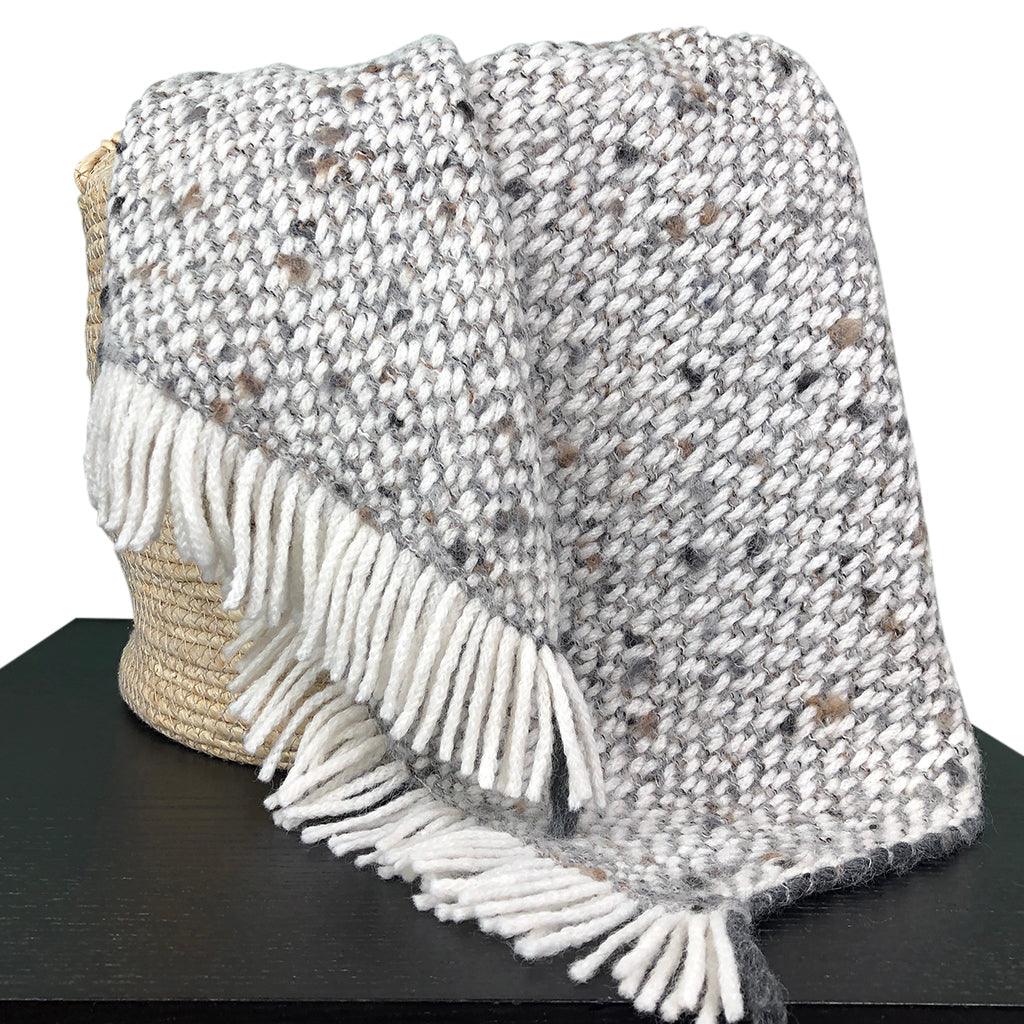 Chunky Gray Weave Alpaca Throw - PRHOMZ