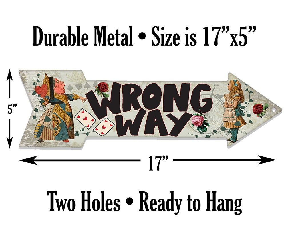 Wrong Way - Directional Arrow - Metal Sign
