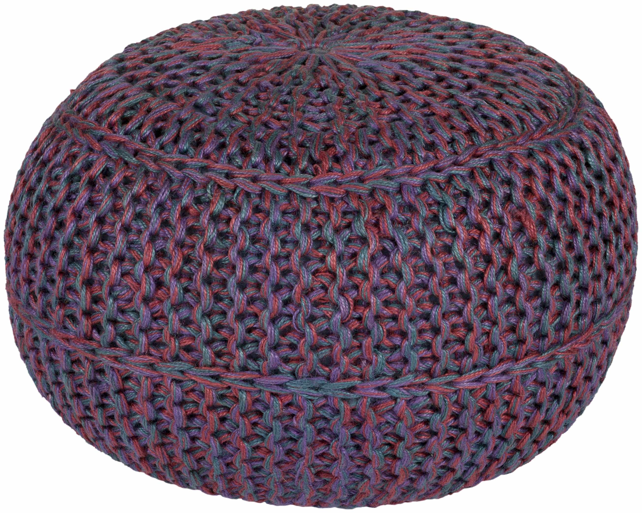 Penamacor Burgundy Knitted Pouf-0