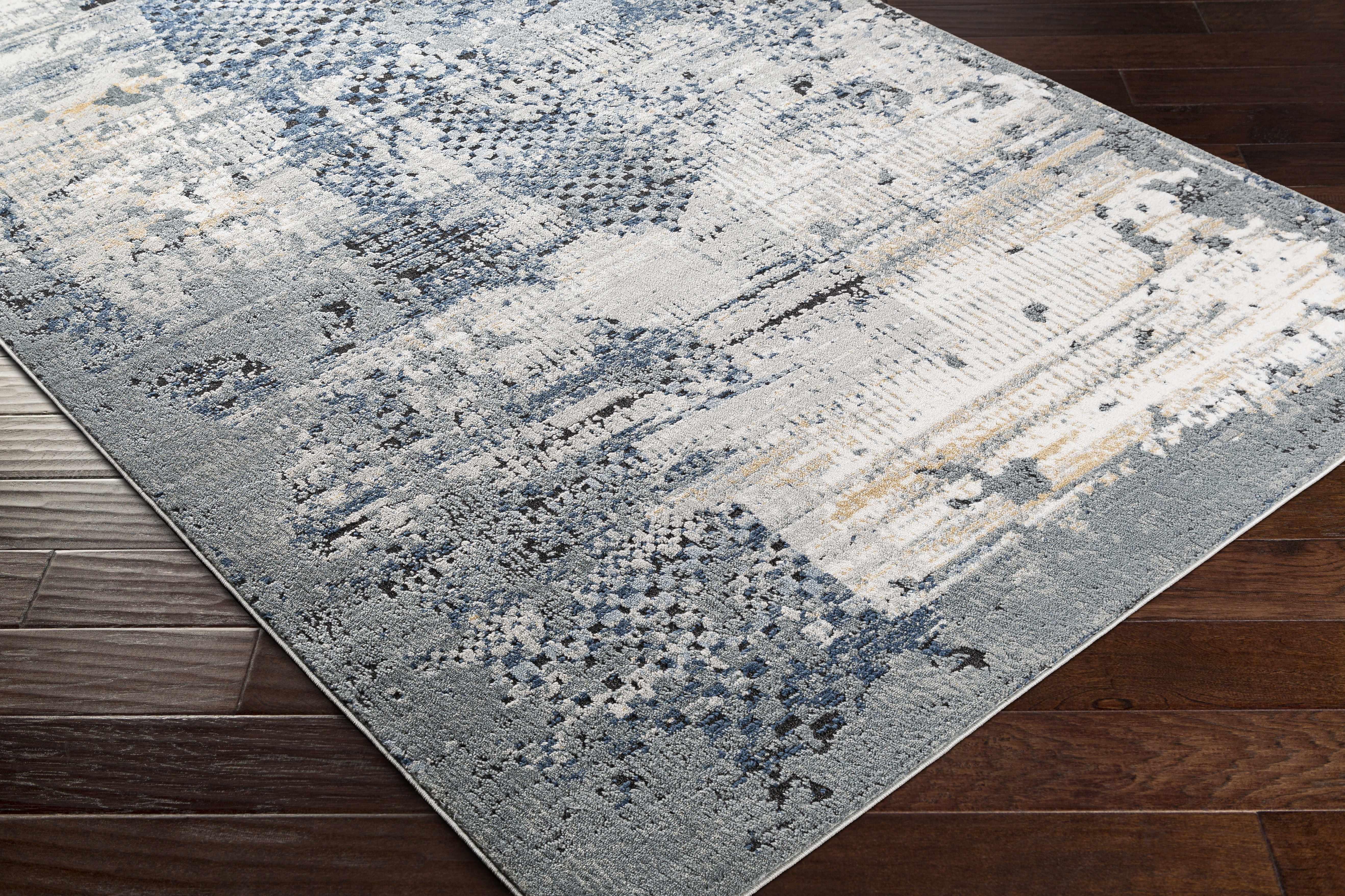 Waterboro Navy&Gray Abstract Area Rug - PRHOMZ