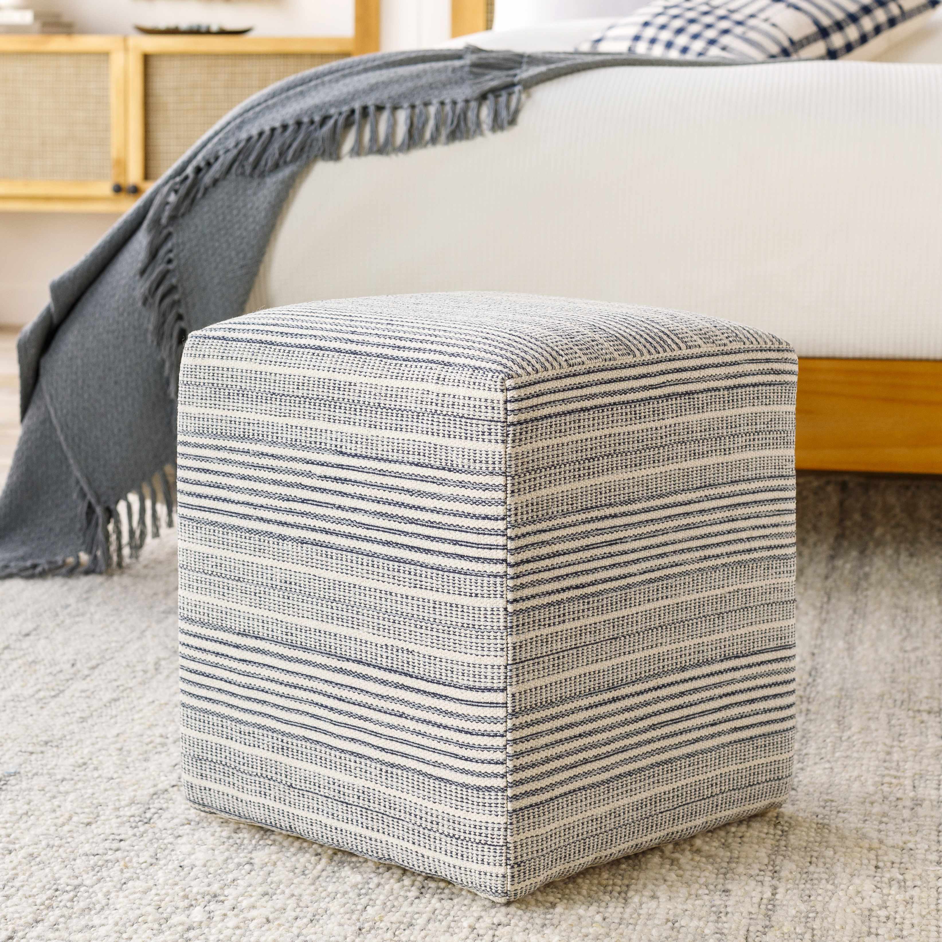 Waterfall Woven Cotton Pouf-0