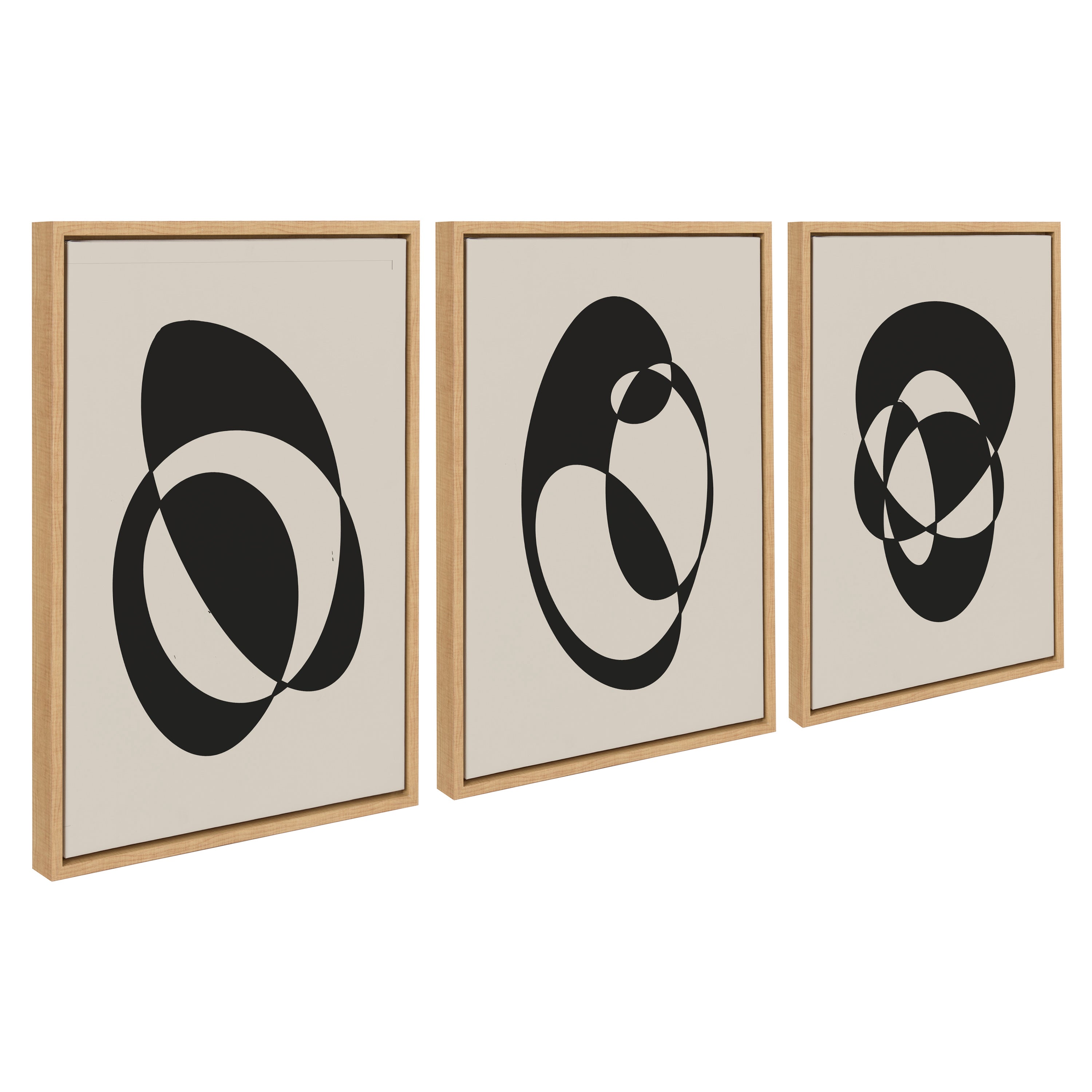 Sylvie Retro Midcentury Modern Abstract Graphic Shapes Framed Canvas Art Set by The Creative Bunch Studio