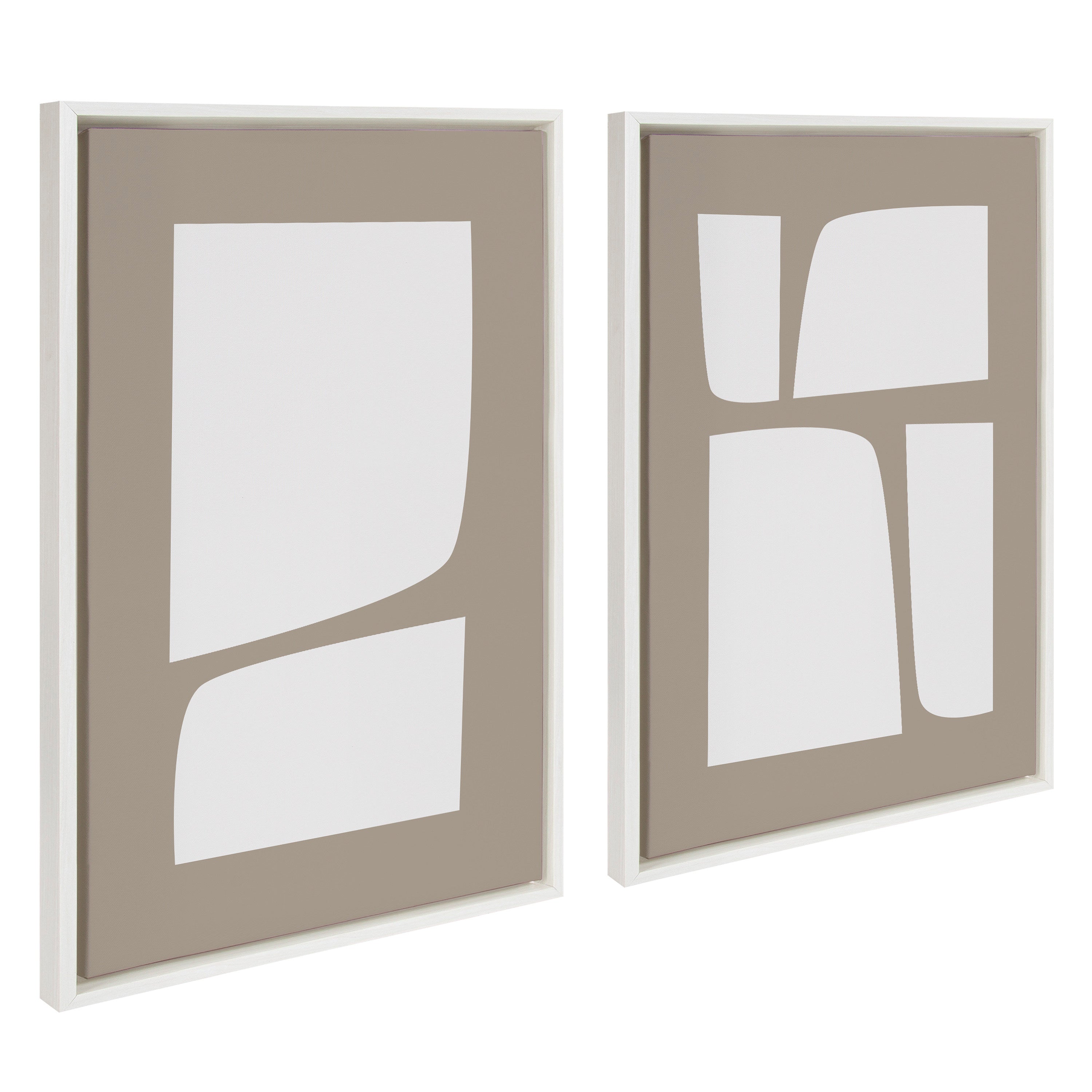 Sylvie Neutral Abstract Aztec Shapes Framed Canvas Art Set by The Creative Bunch Studio