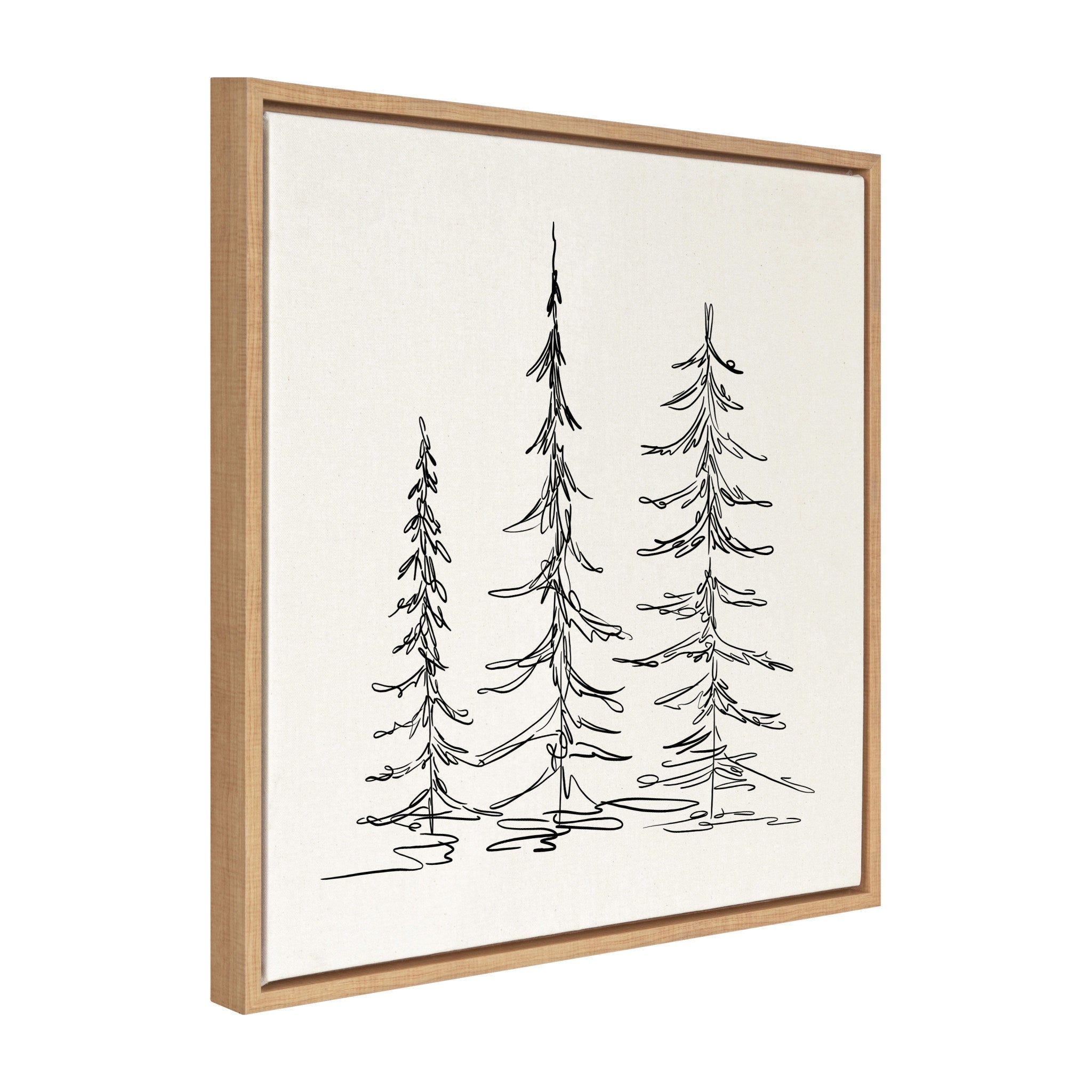 Sylvie Minimalist Evergreen Trees Sketch Framed Canvas by The Creative Bunch Studio