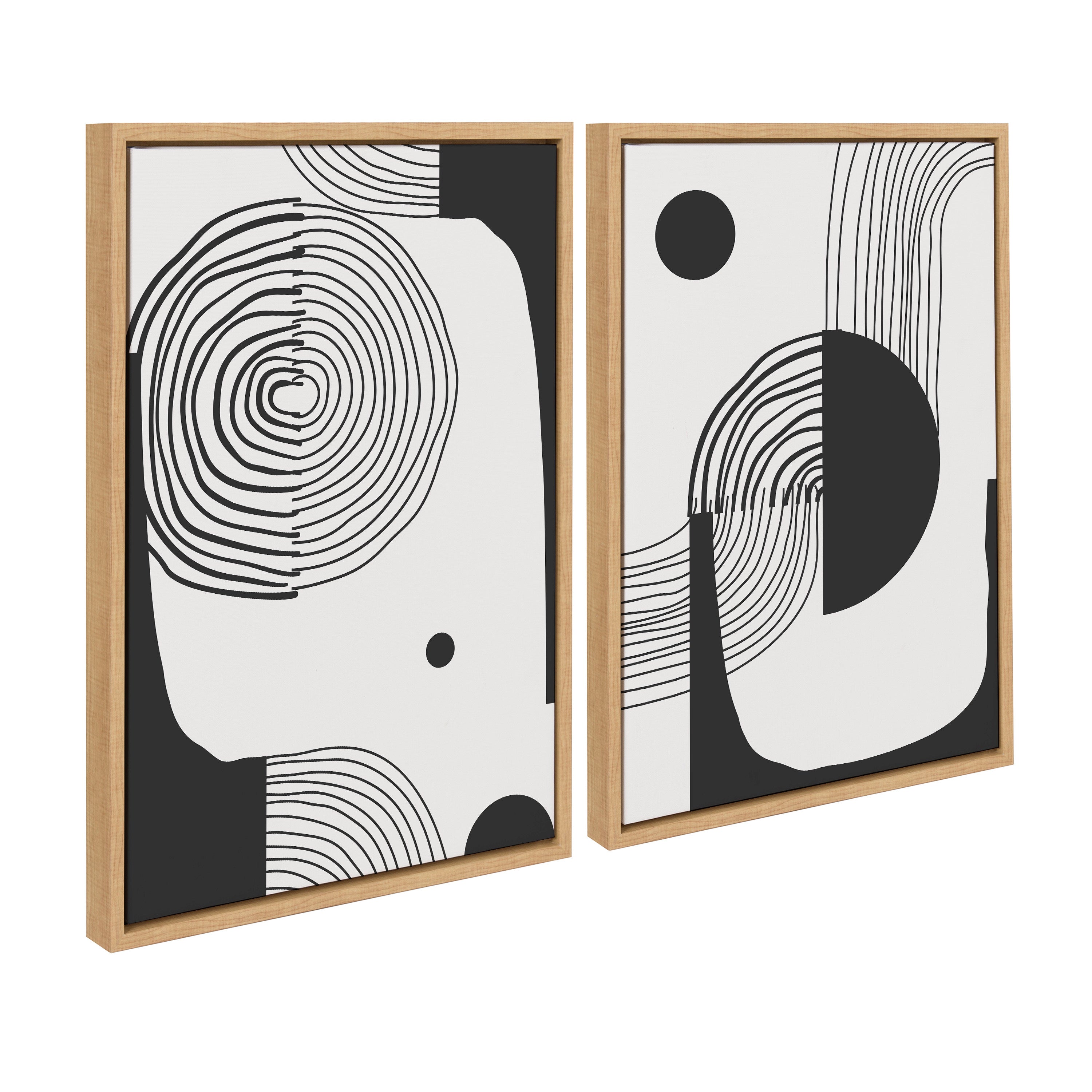 Sylvie Abstract Minimal A and B Framed Canvas by The Creative Bunch Studio