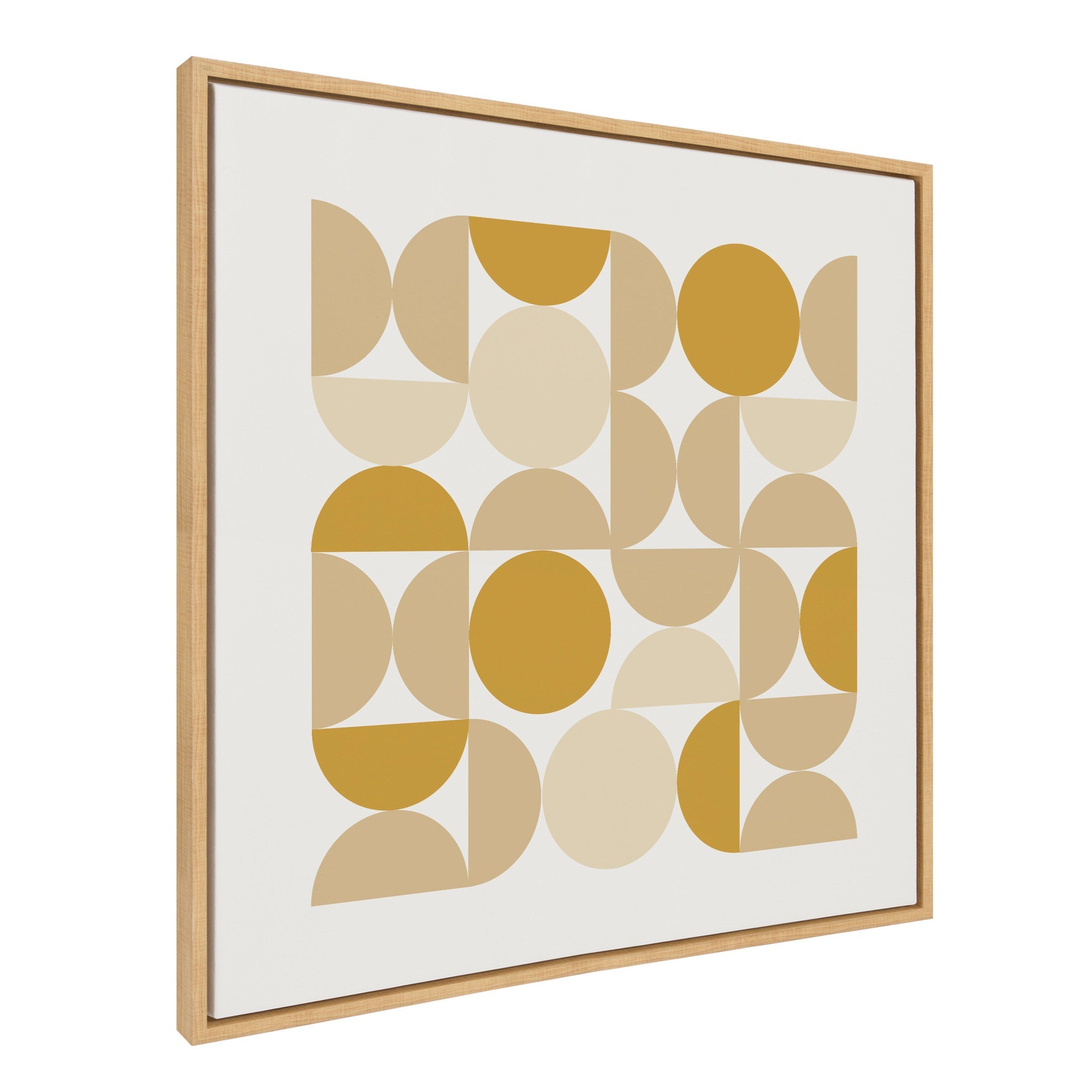 Sylvie Circles and Curves Earthy Neutral Framed Canvas by The Creative Bunch Studio