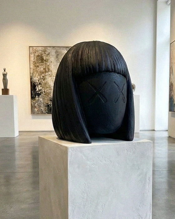 Wooden Women Head Sculpture