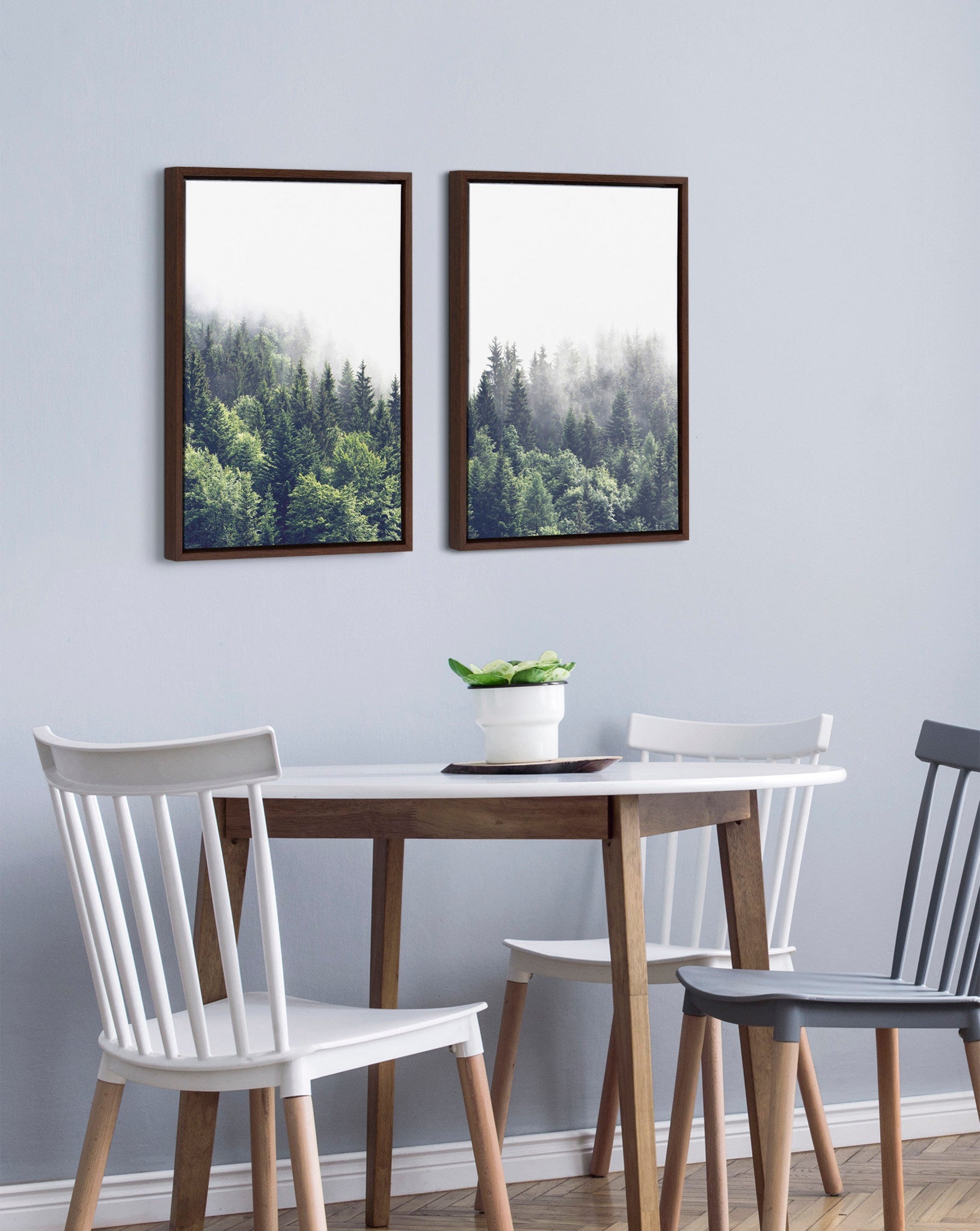 Sylvie Lush Green Forest on a Foggy Day Framed Canvas Set by The Creative Bunch Studio