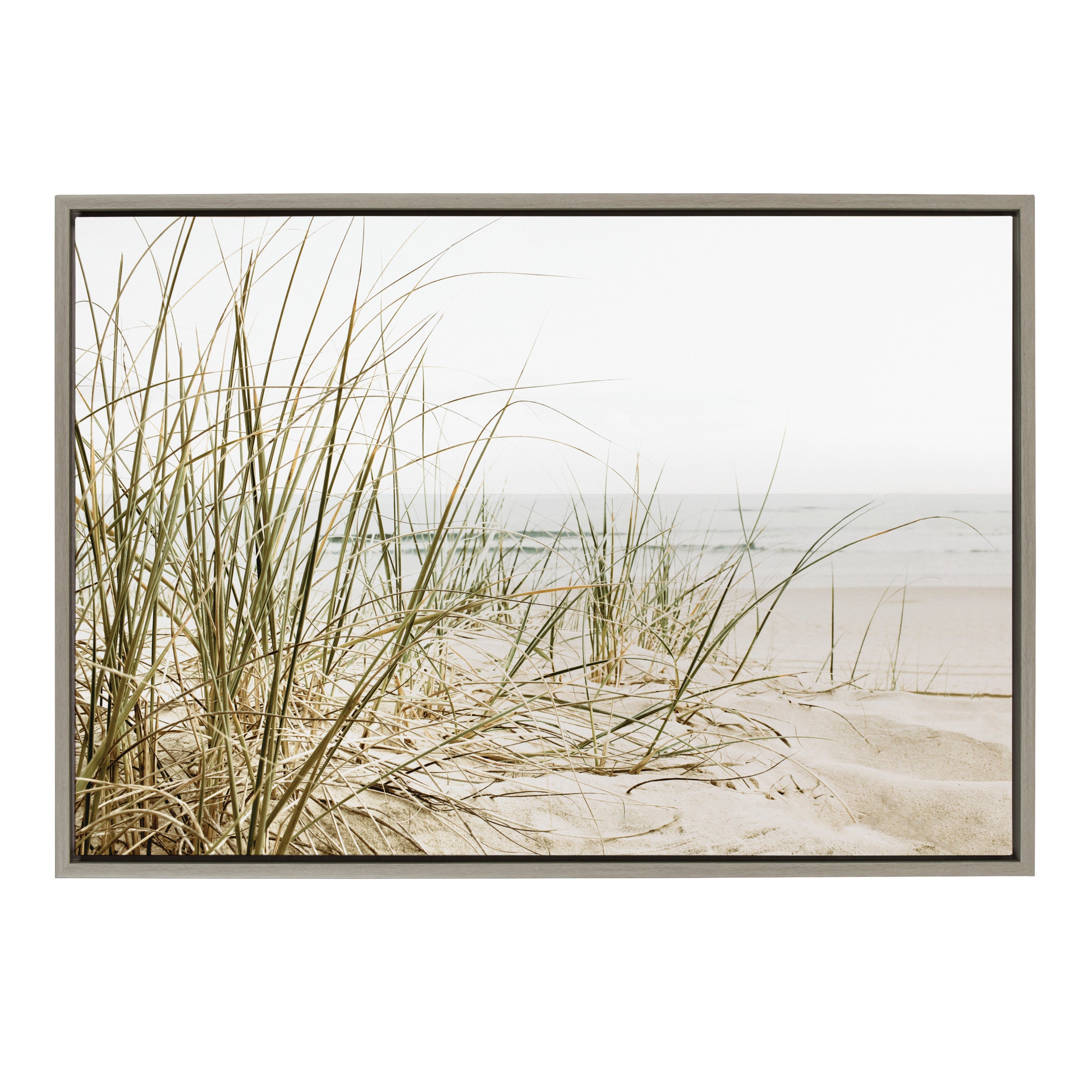 Sylvie Calming Beach Grass Framed Canvas by The Creative Bunch Studio