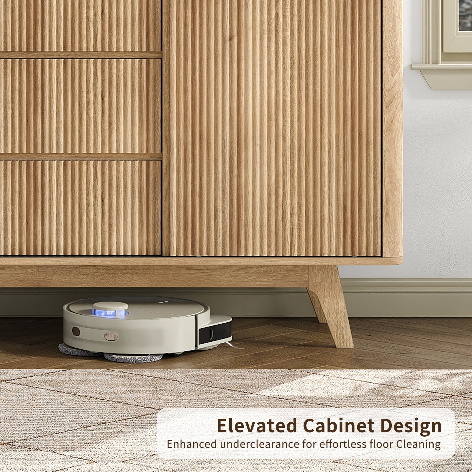 Vektaya US-TS001 62" W Fluted Buffet Cabinet