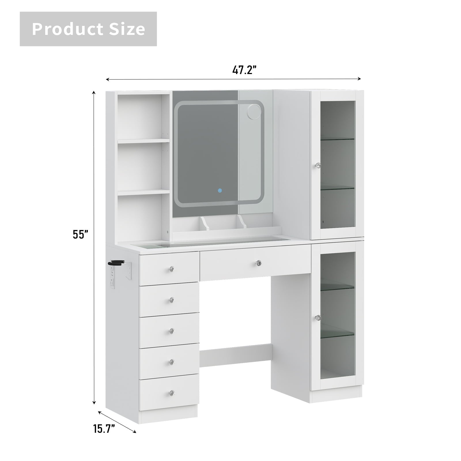 Vektaya US-VD036 Bedroom Makeup Vanity desk with mirror, 6 Drawers
