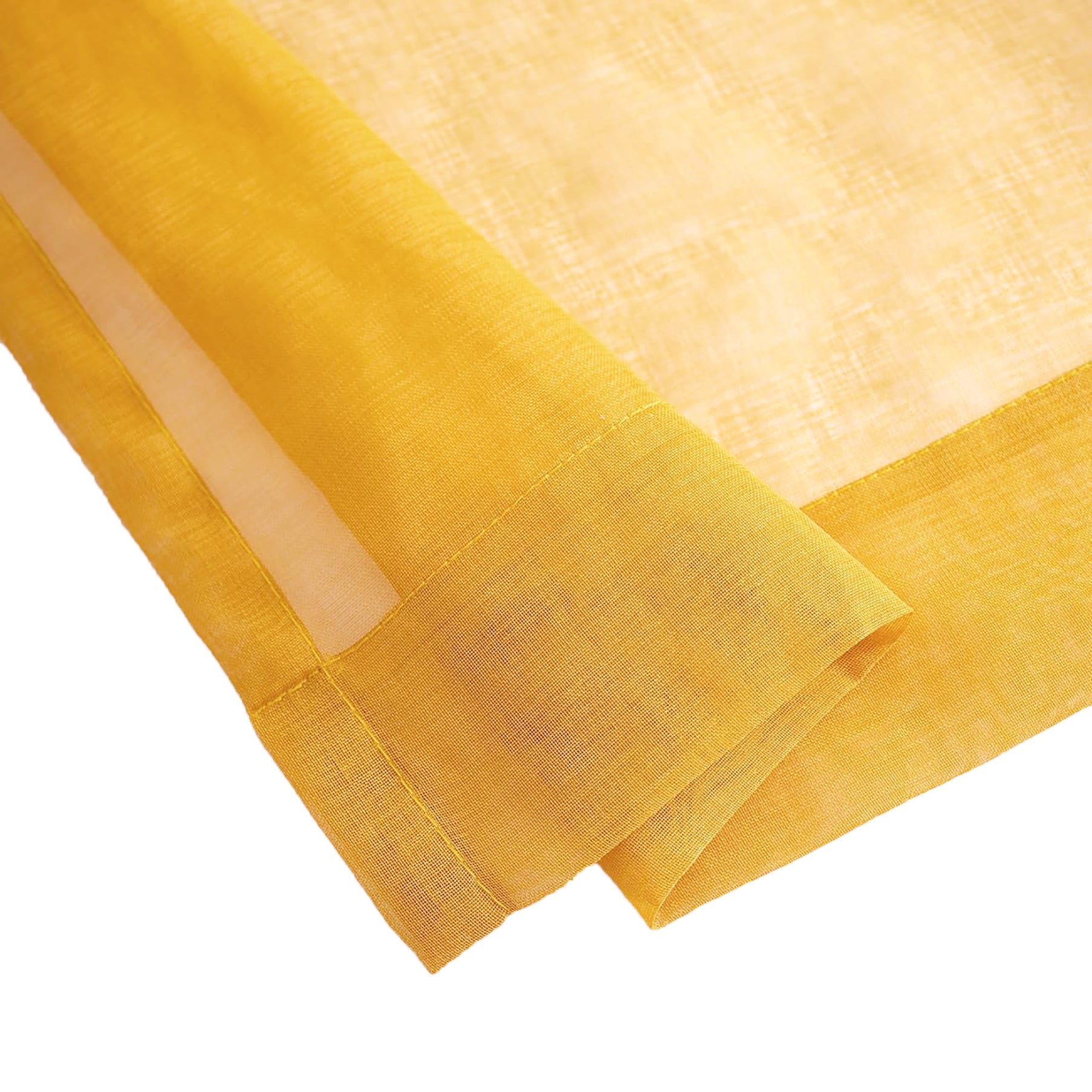 84" Inches Long - Yellow Sheer Window Rod Pocket Curtain Set (2 Panels)