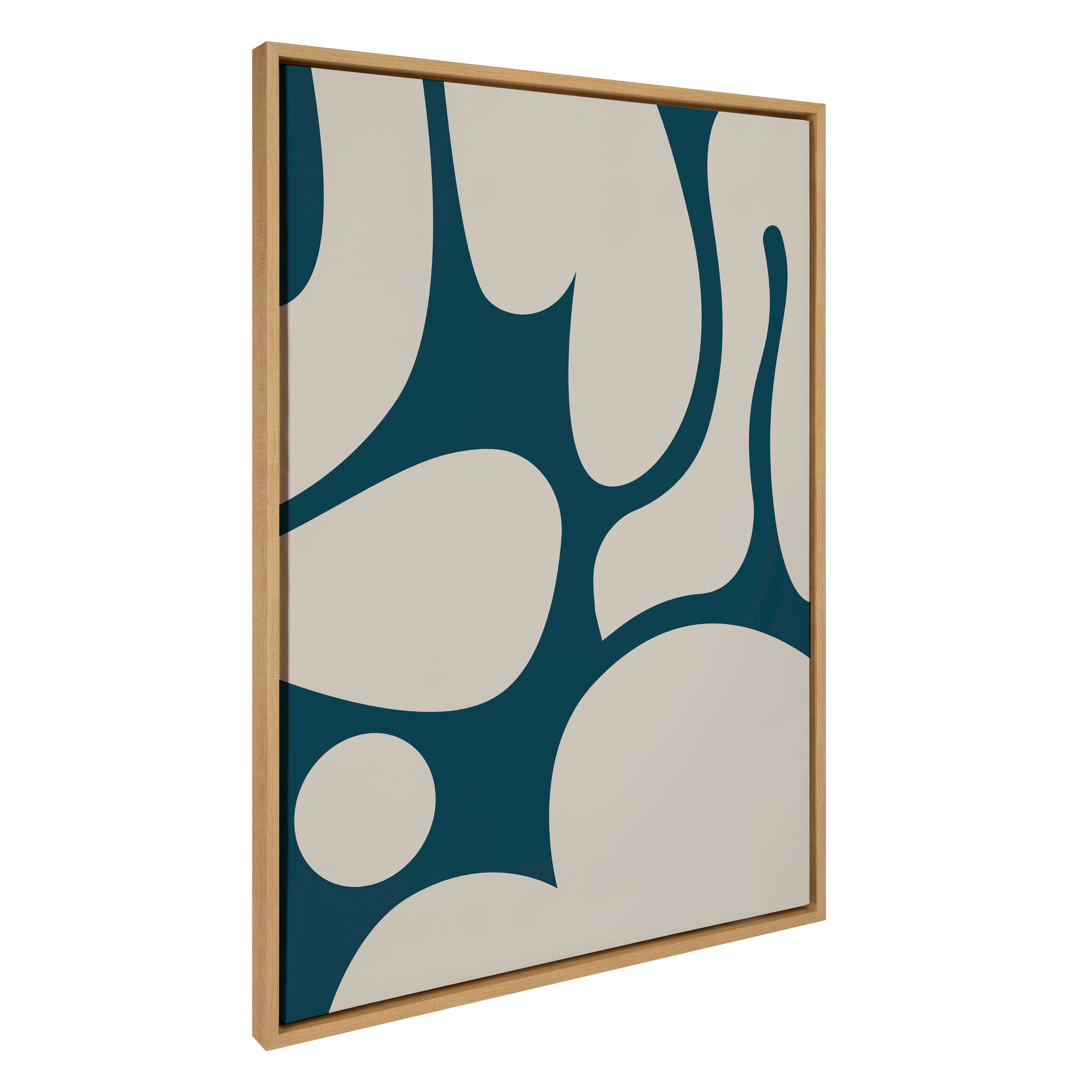 Sylvie Groovy Happy Abstract Dark Green Teal and Tan Framed Canvas by The Creative Bunch Studio