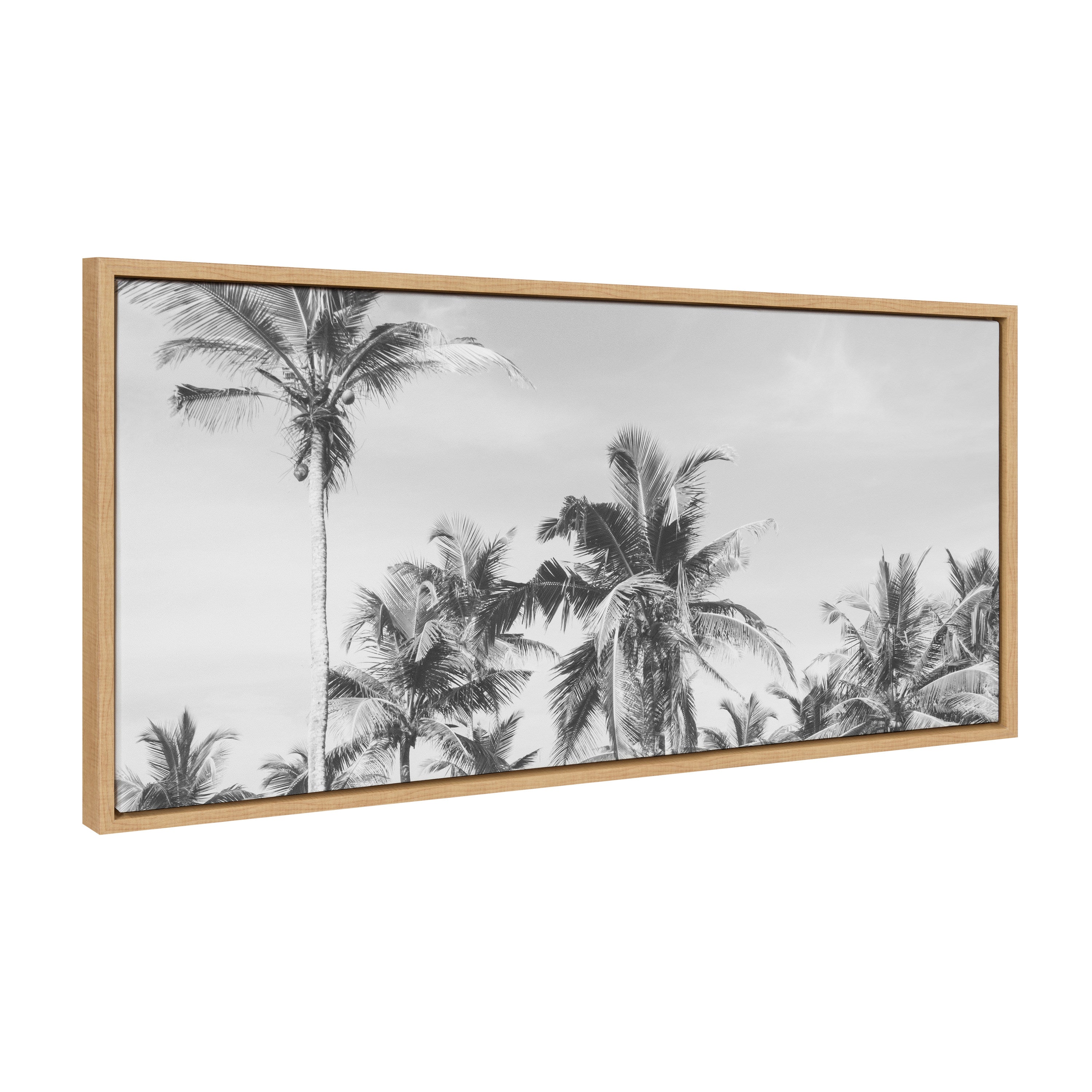 Sylvie Coastal Coconut Palm Tree Beach BW Framed Canvas by The Creative Bunch Studio