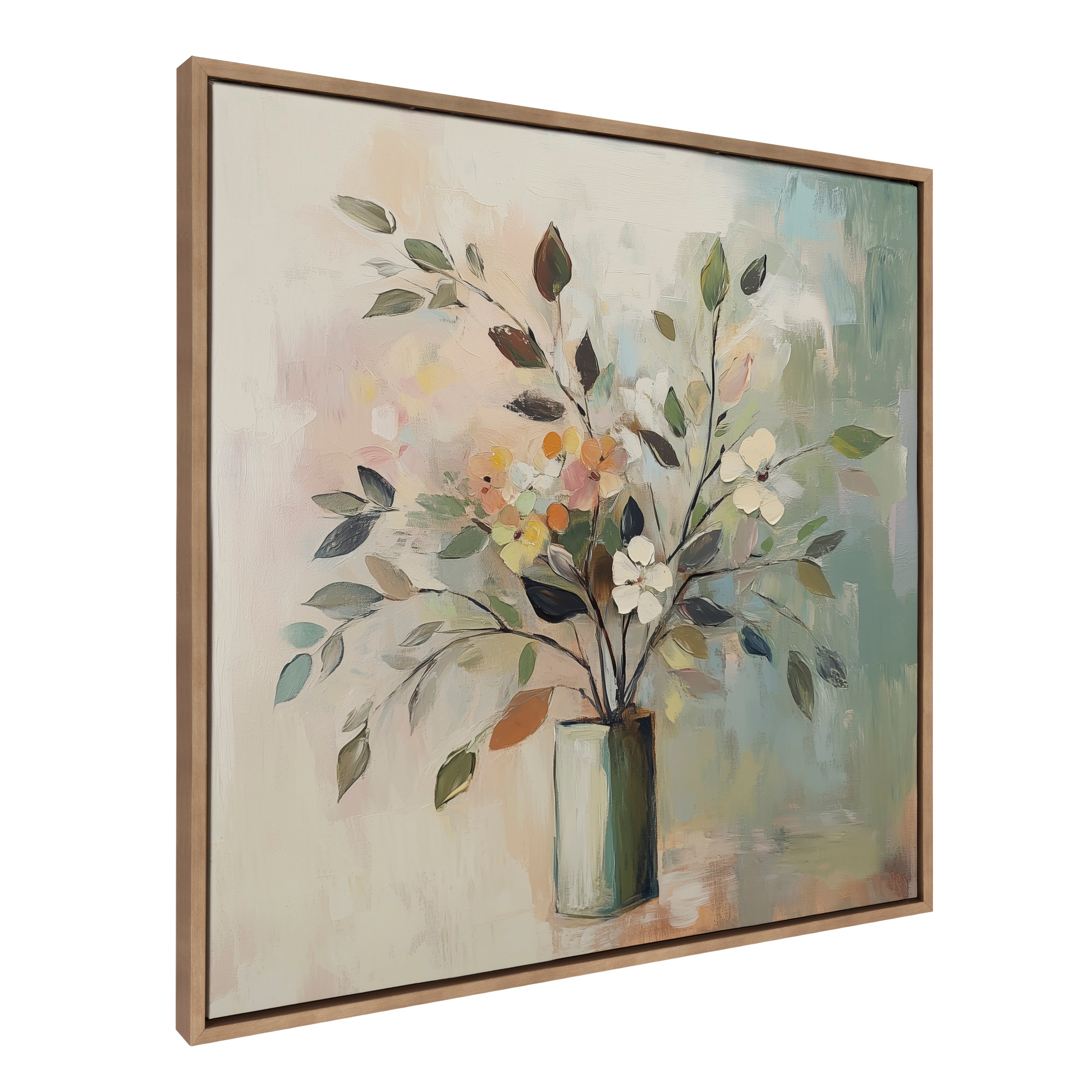 Sylvie Traditional Boho Floral Botanical I Framed Canvas by The Creative Bunch Studio