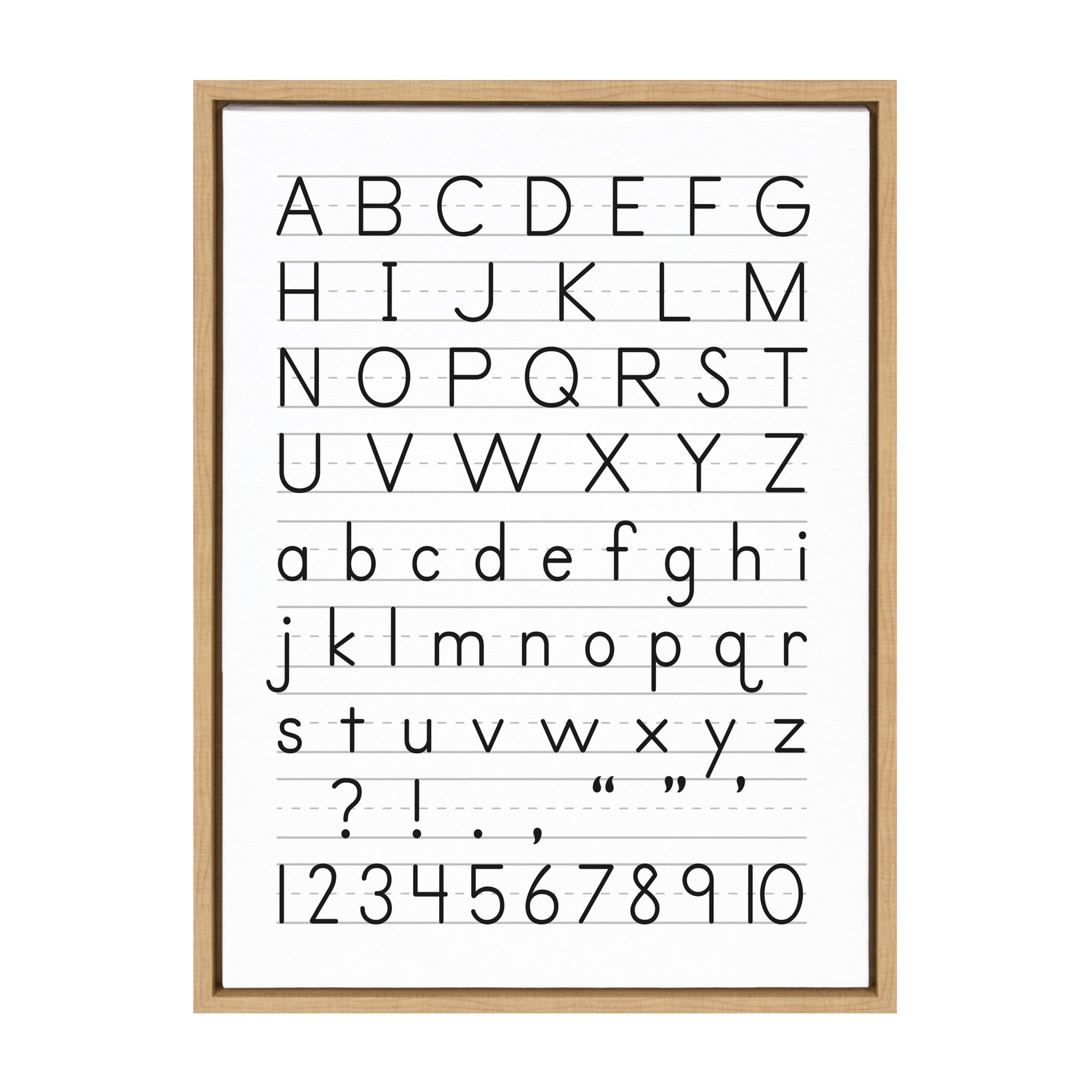 Sylvie Alphabet Penmanship Framed Canvas by The Creative Bunch Studio