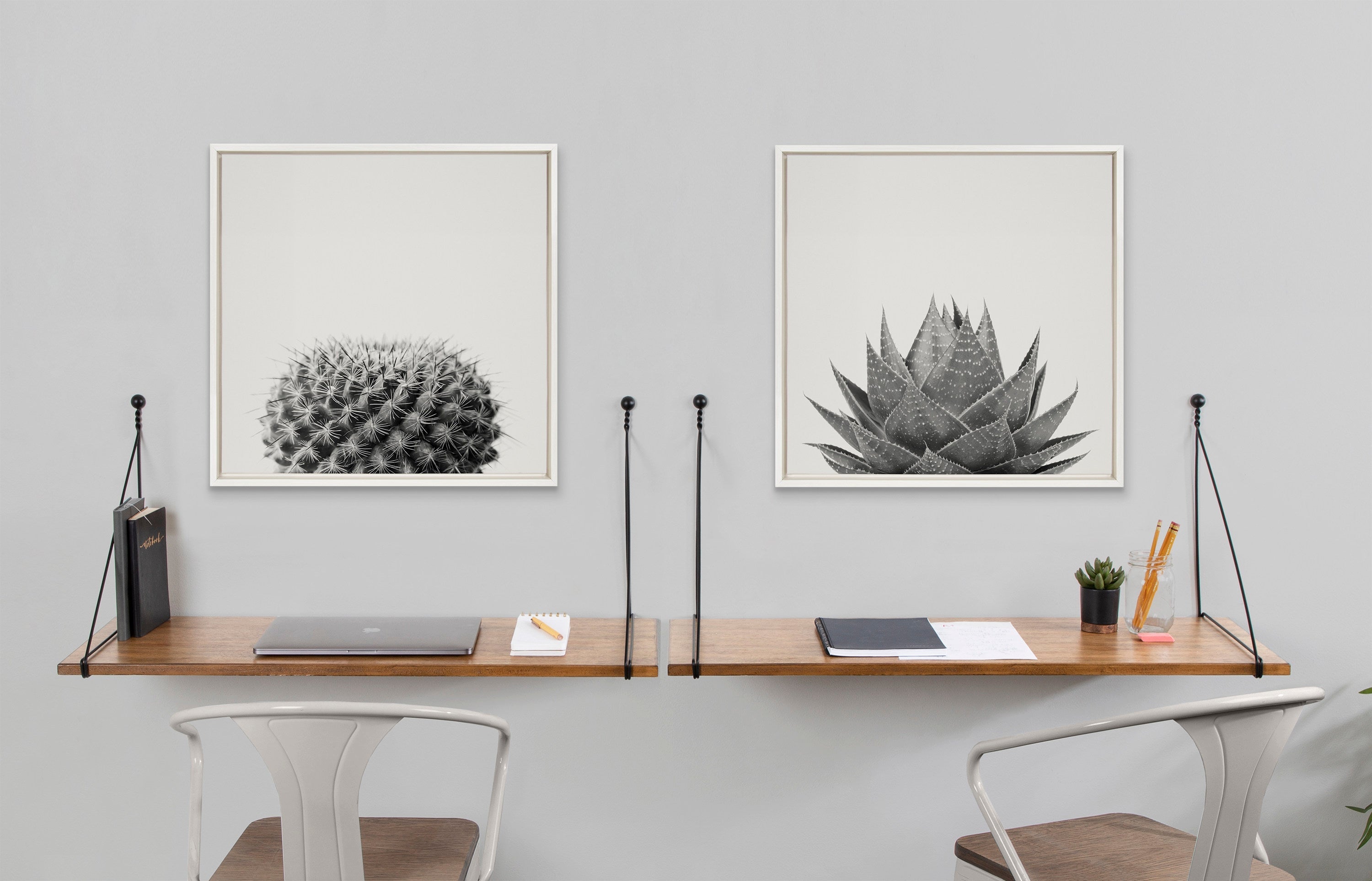 Sylvie Haze Succulent Cactus Short Framed Canvas by The Creative Bunch Studio