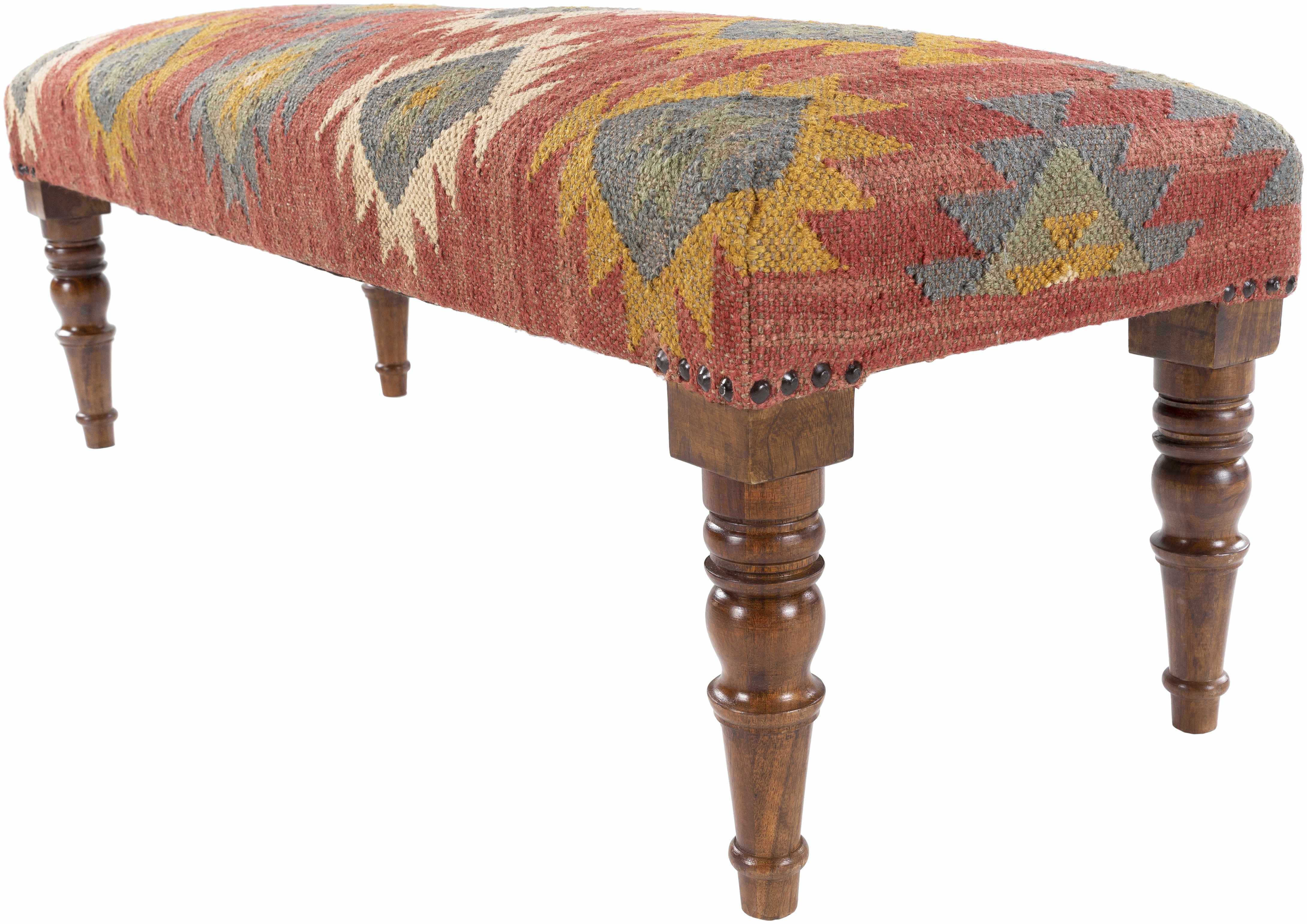Yunak Rustic Geometric Tapestry Bench-1