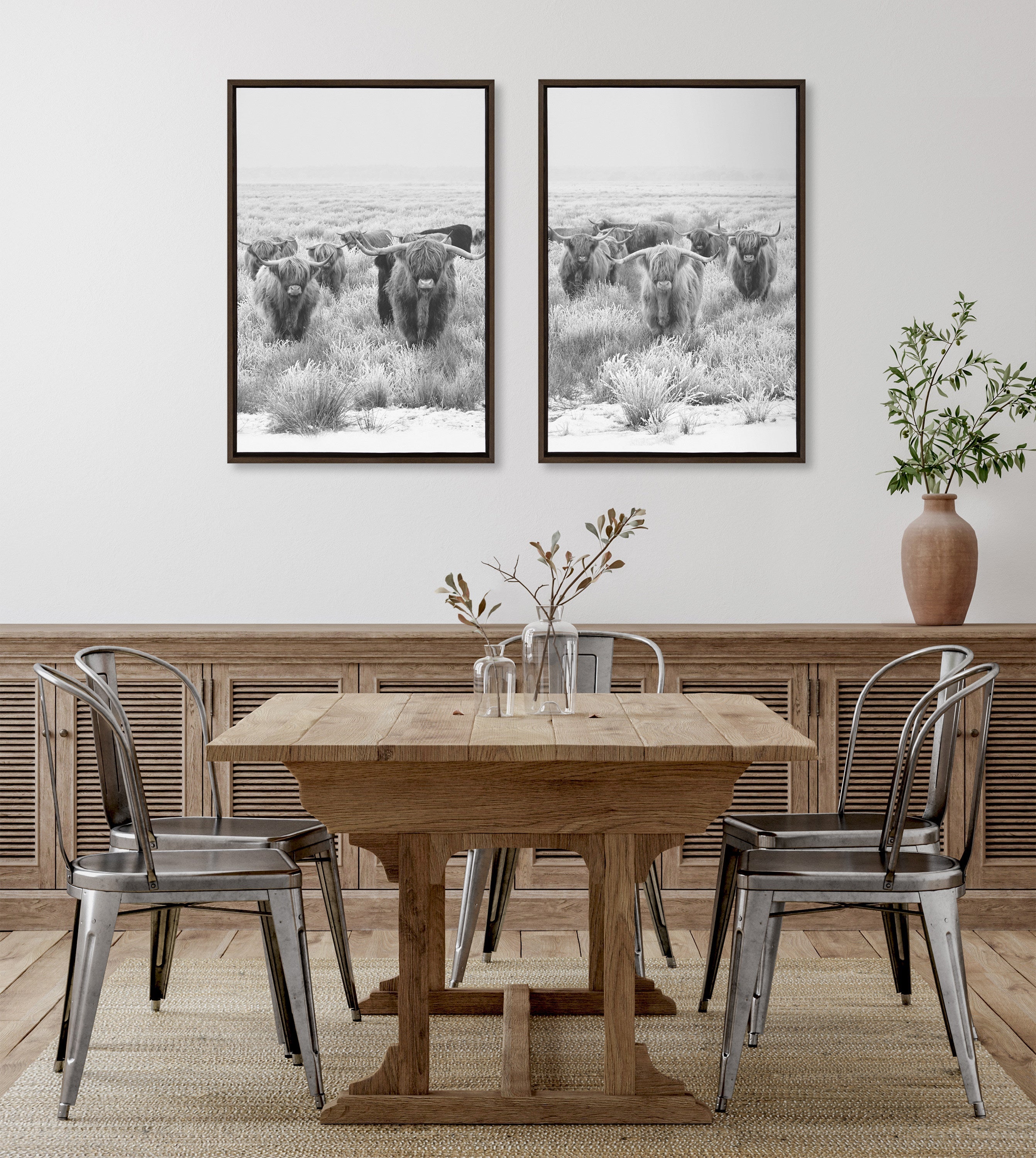 Sylvie Herd of Highland Cows Framed Canvas by The Creative Bunch Studio