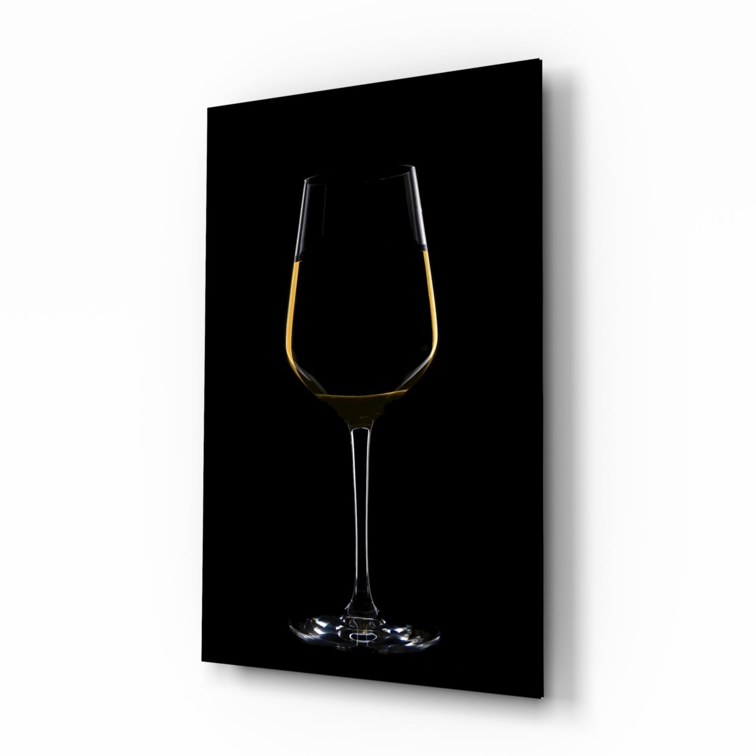 Golden Rim White Wine Glass Silhouette Glass Wall Art